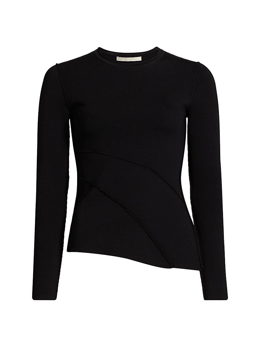 Womens Asymmetric Crewneck Sweater Product Image