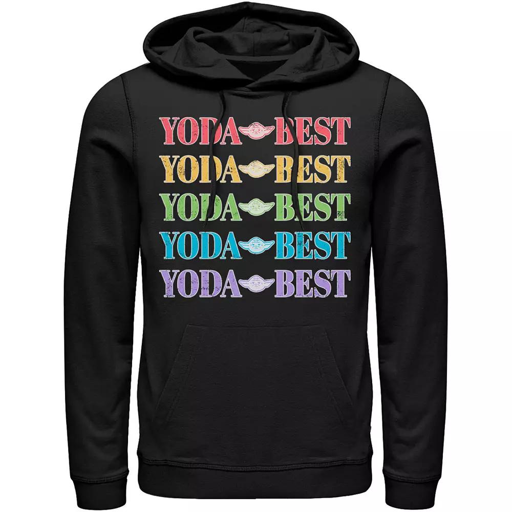 Men's Star Wars Pride Yoda Best Rainbow Text Stack Graphic Hoodie,  Product Image