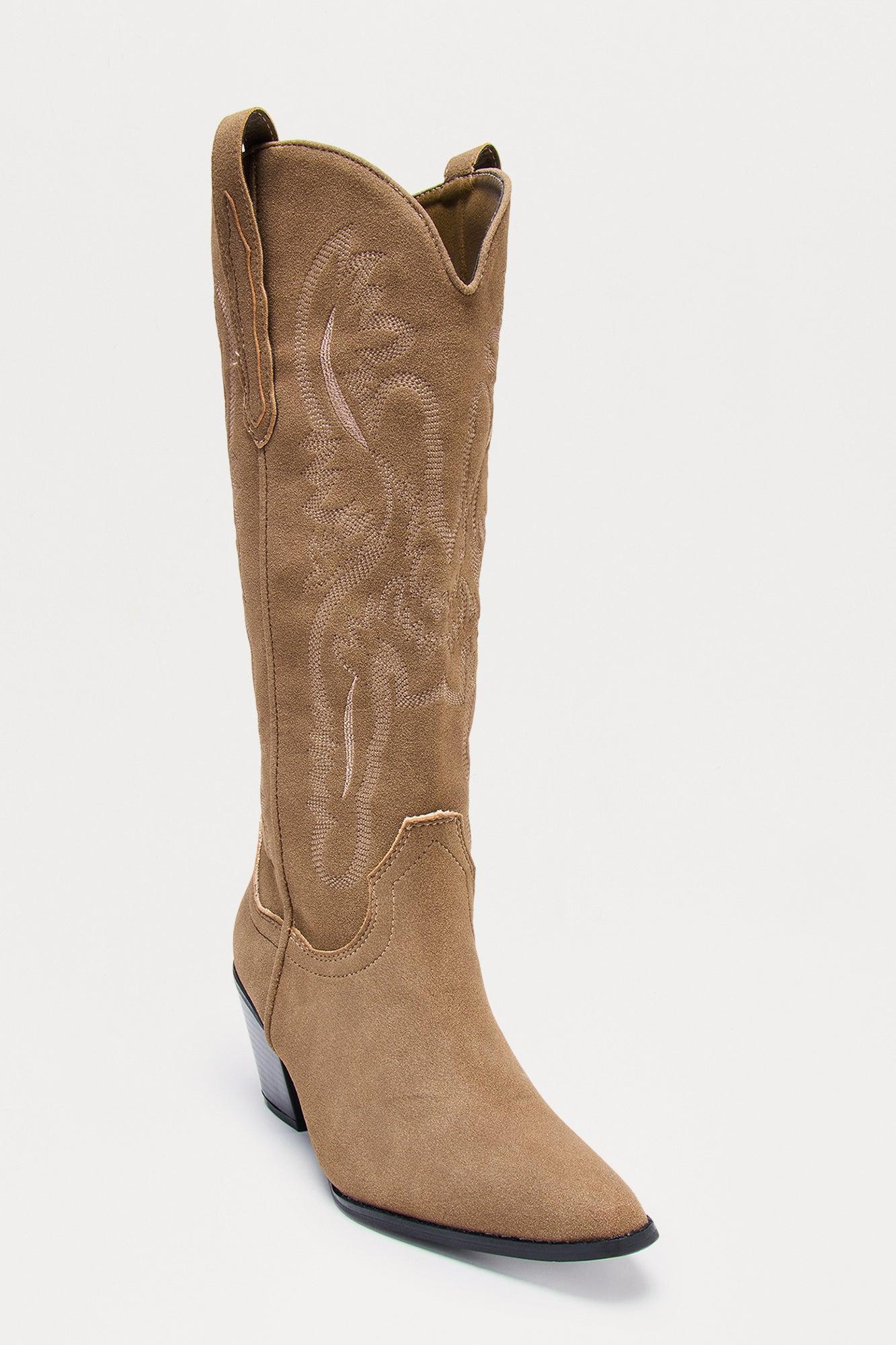 Holster Knee High Cowboy Boots - Taupe Female Product Image
