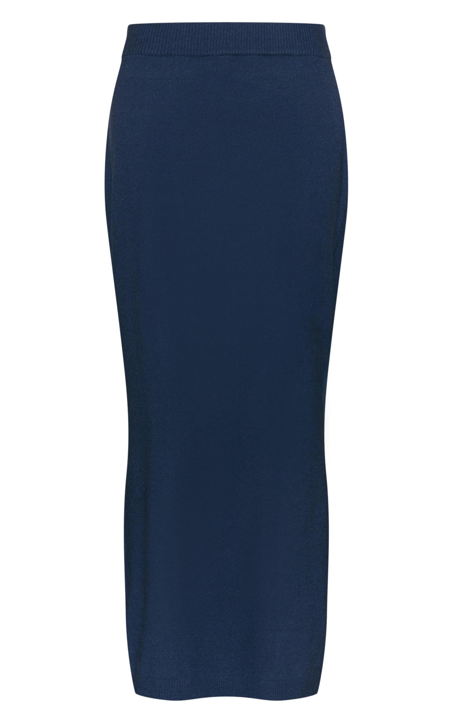 Navy Basic Knit Maxi Skirt Product Image