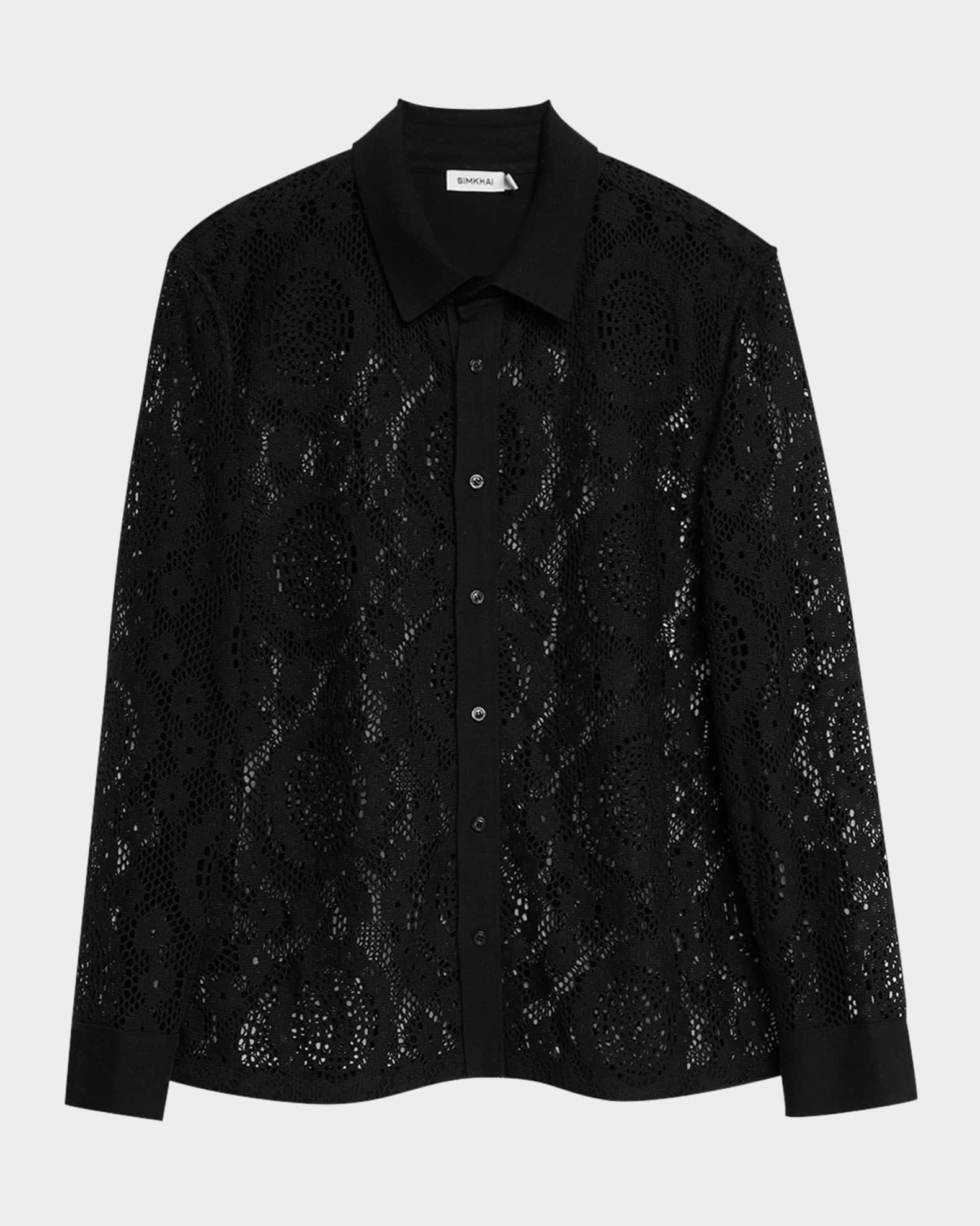 Men's Lace Button-Down Shirt Product Image