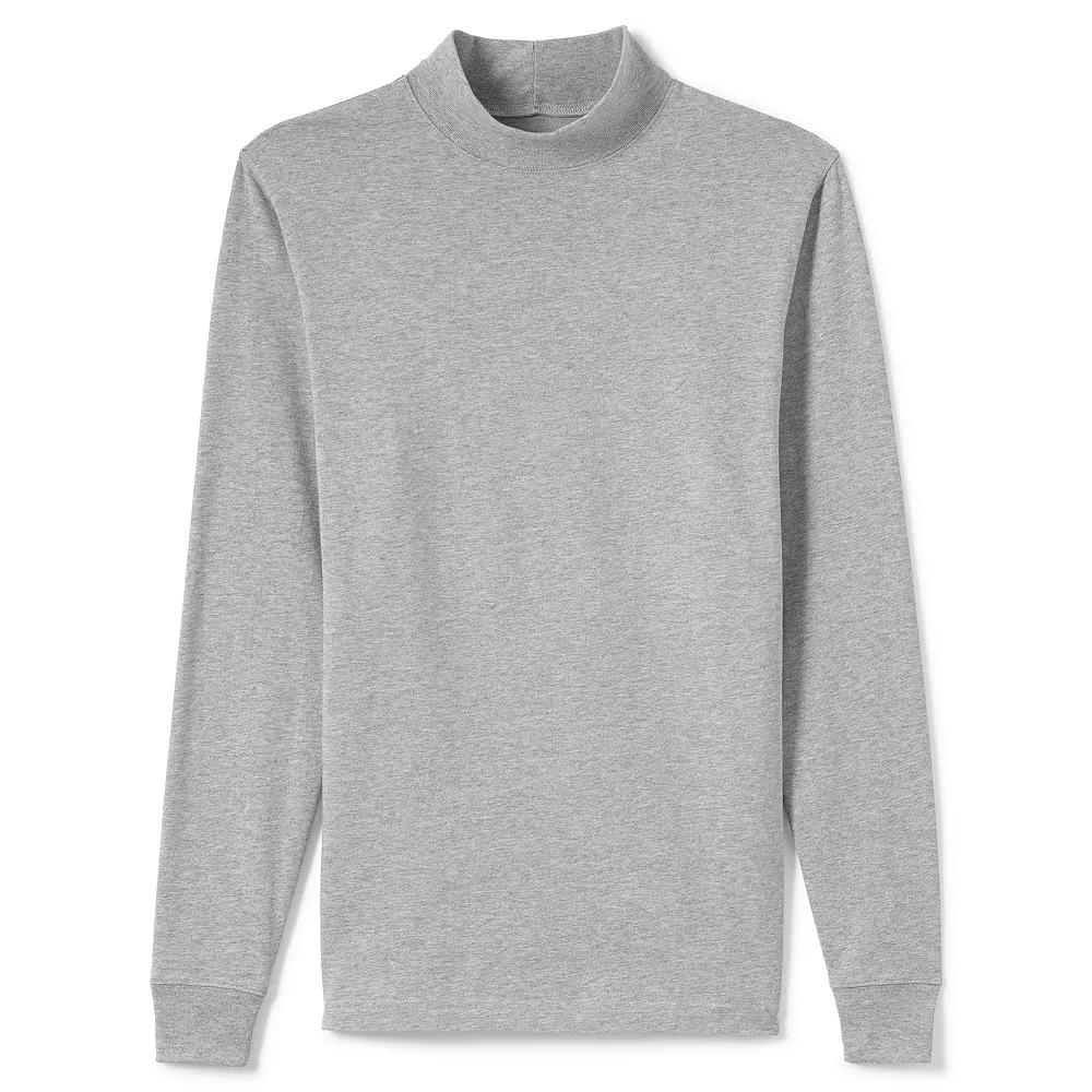 Men's Lands' End Super-T Mock Turtleneck, Size: Small, Gray Grey Product Image