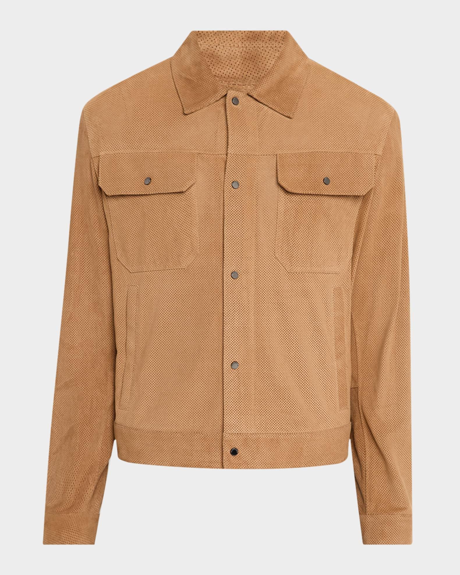 Men's Perforated Suede Trucker Jacket Product Image