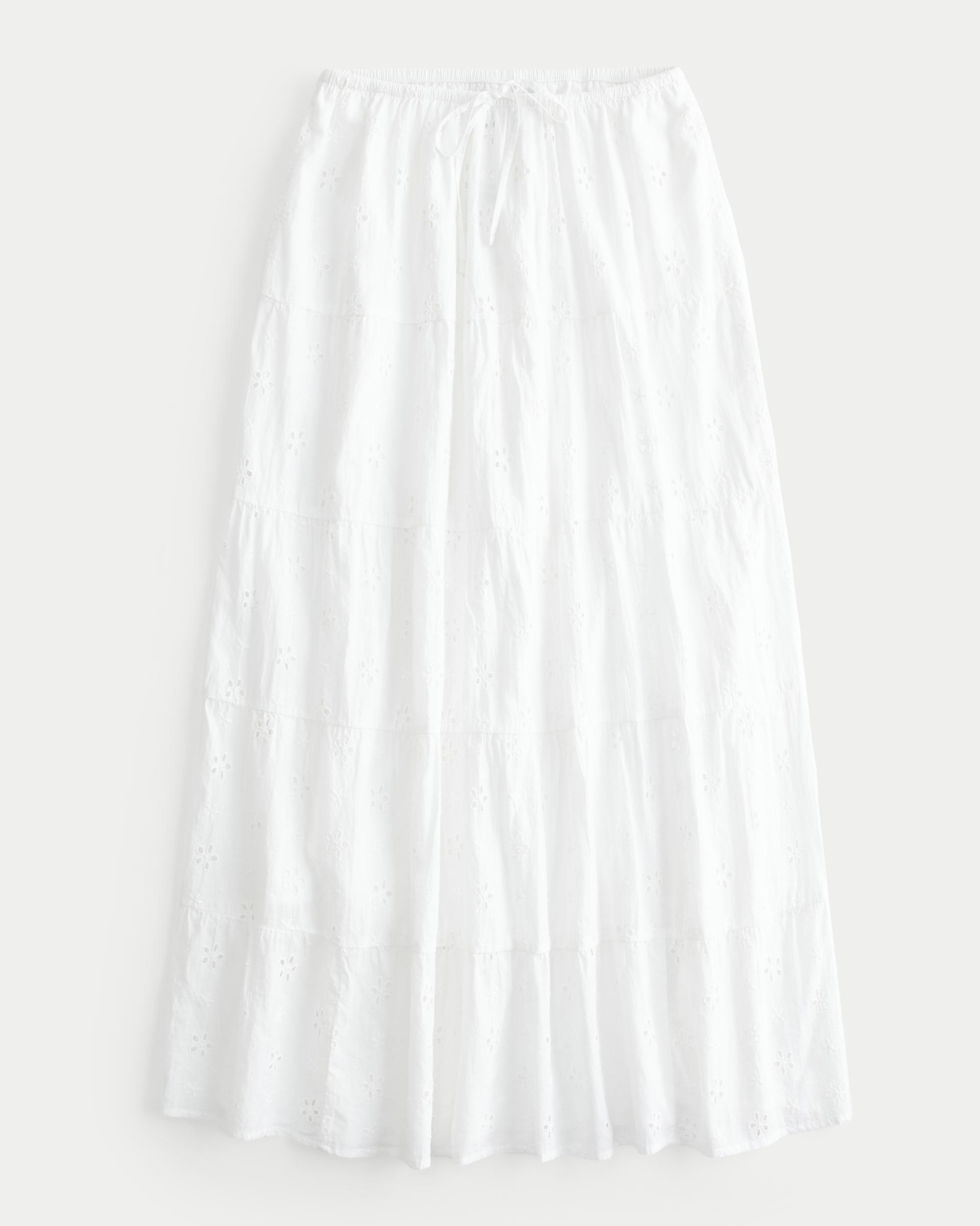Tiered Eyelet Maxi Skirt Product Image