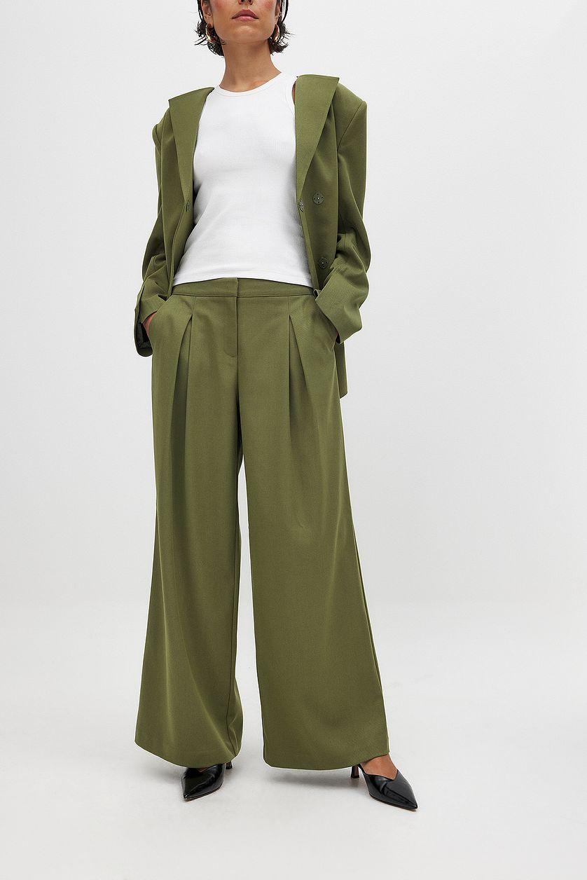 Mid Waist Wide Leg Suit Pants Product Image