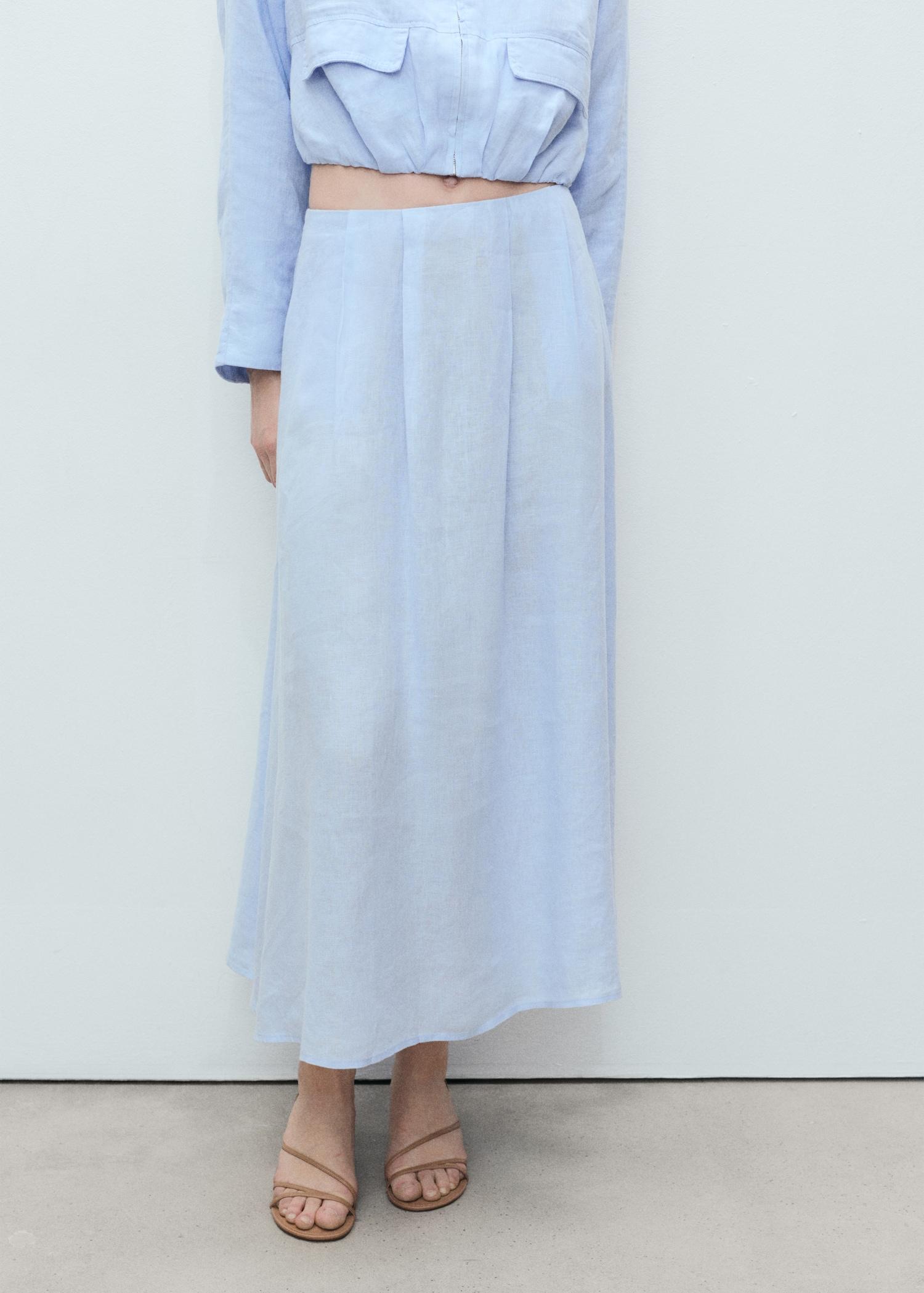 Linen skirt with pleat detail - Women | MANGO USA Product Image
