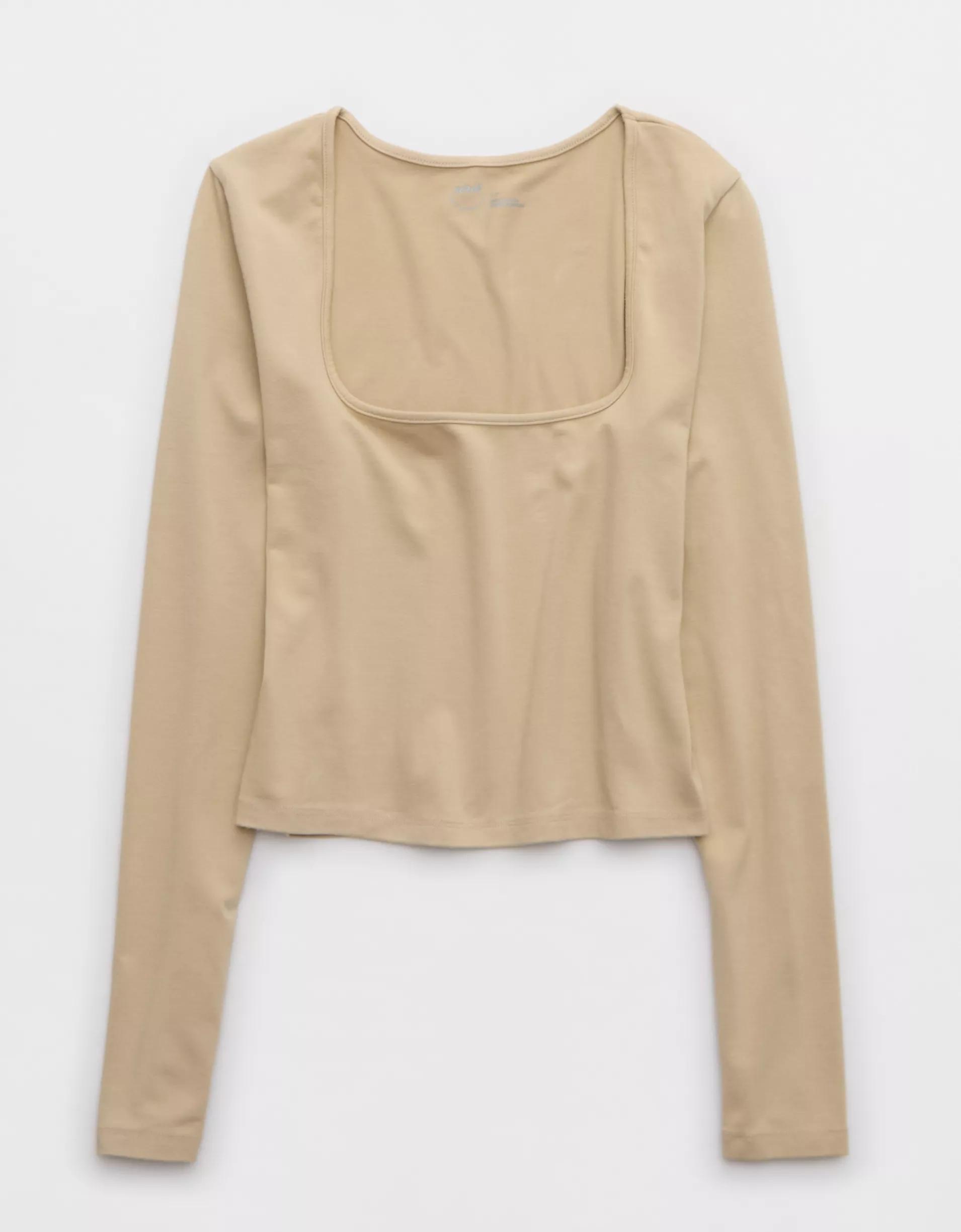 Aerie Chill Up Long Sleeve Cropped T-Shirt Product Image