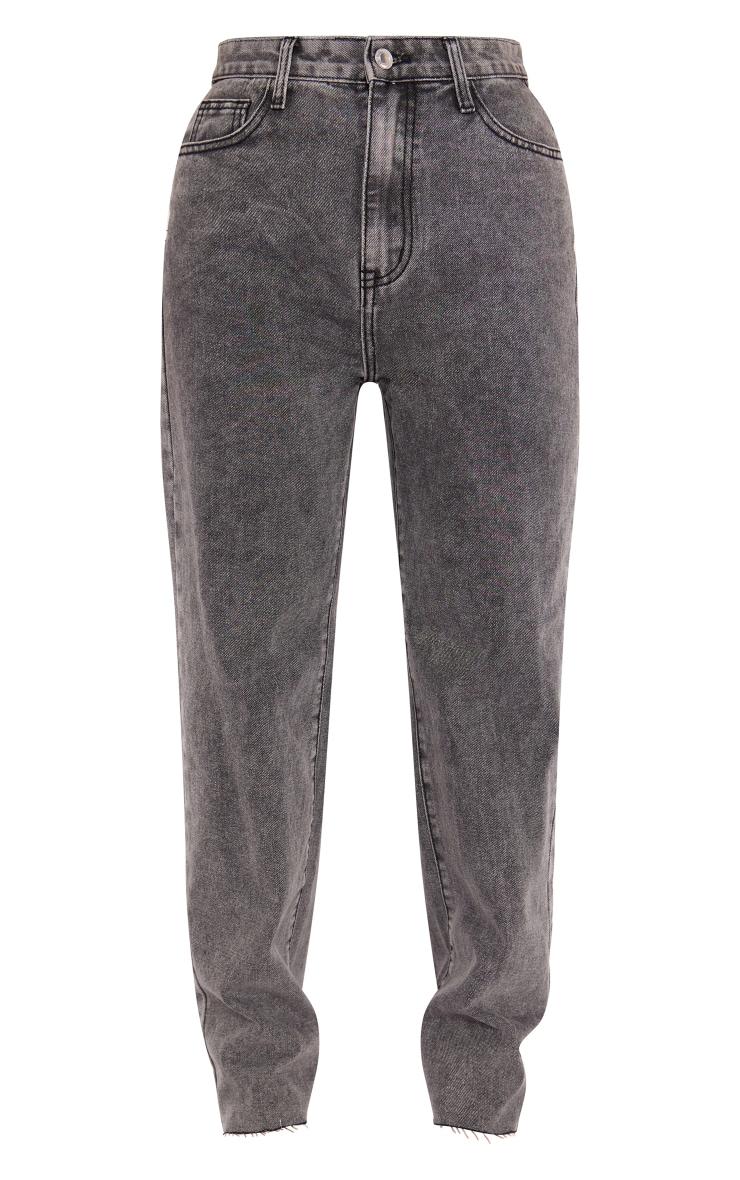 Petite Washed Grey Long Leg Straight Jeans Product Image