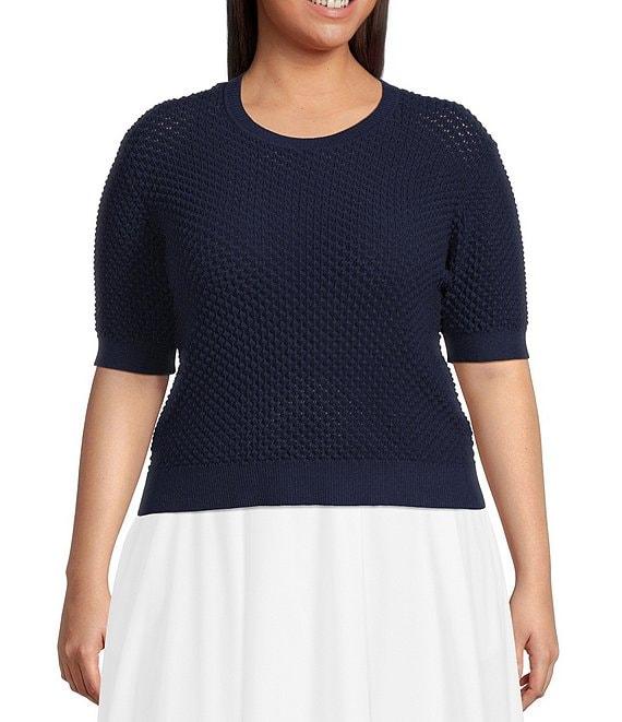 Lucy Paris Plus Elise Short Sleeve Sweater Knit Top Product Image