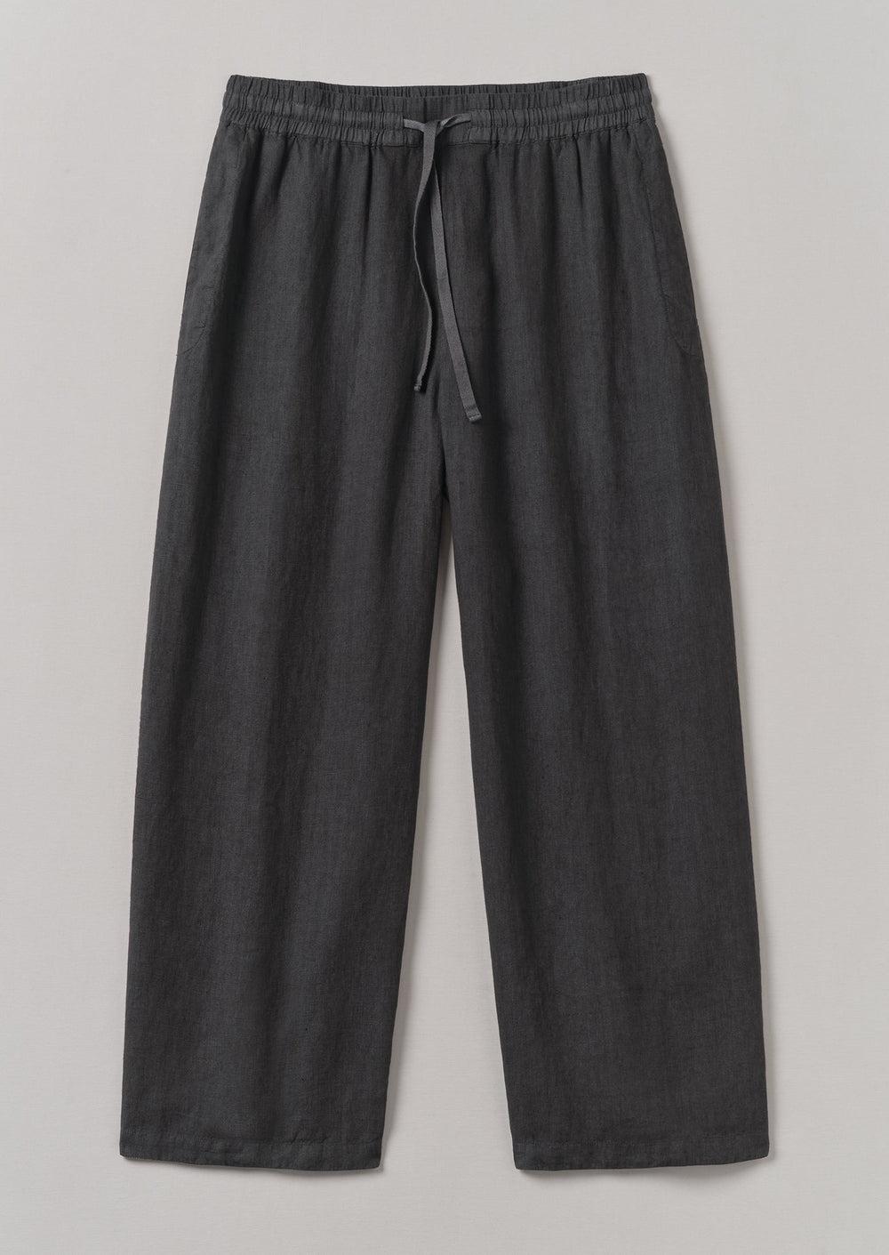 Garment Dyed Linen Drawstring Pants | Black Pepper Product Image