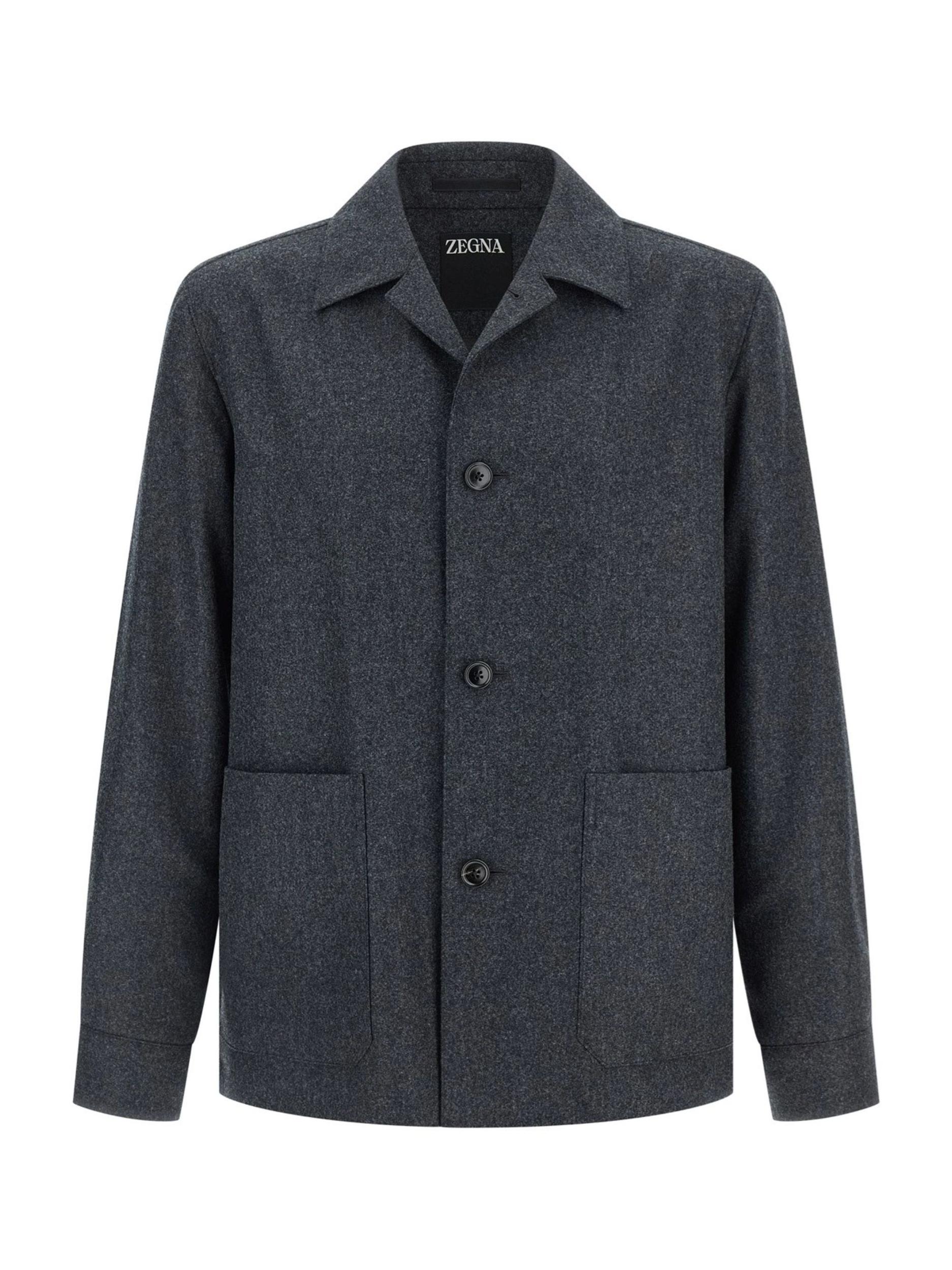 ZEGNA Wool Jacket Featuring Long Sleeves And Pockets In Blue Product Image