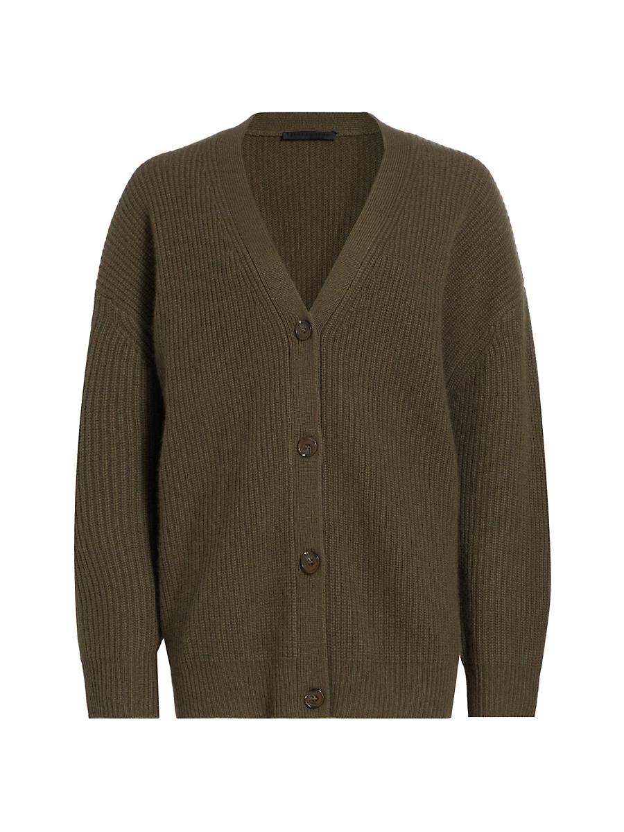 Womens Ribbed Cashmere V-Neck Cardigan Product Image