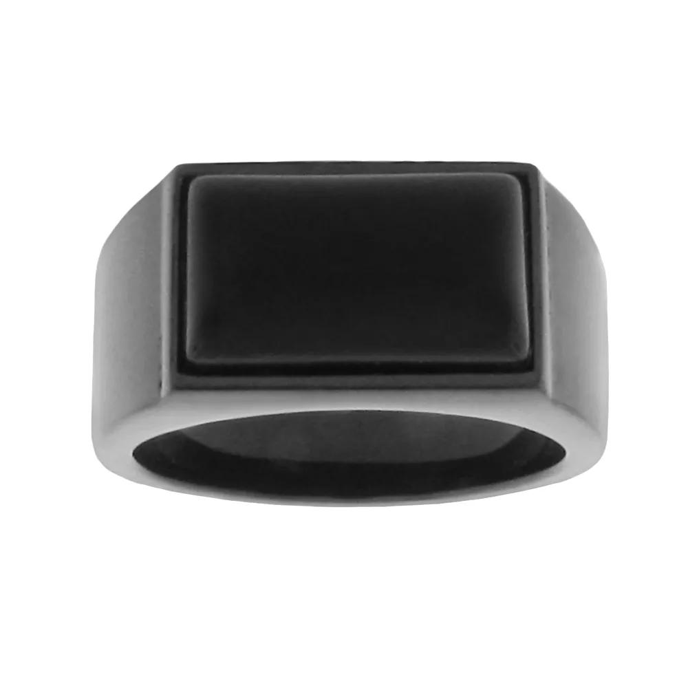 LYNX Stainless Steel Black Ion Black Agate Ring - Men, Men's,  Product Image
