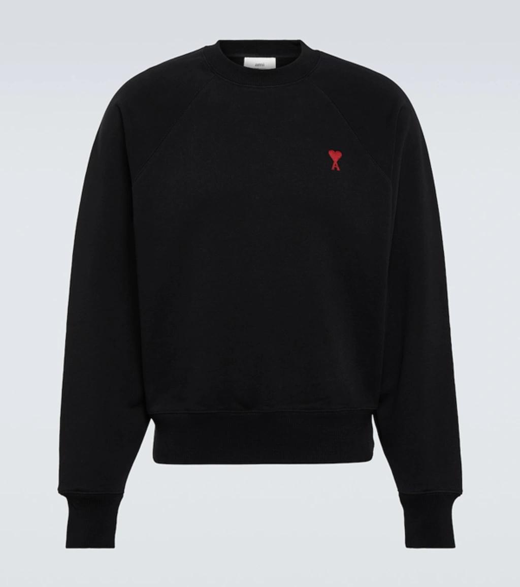 AMI ALEXANDRE MATTIUSSI Ami Classic Black Sweater With Round Neckline And Emblem Detail Product Image