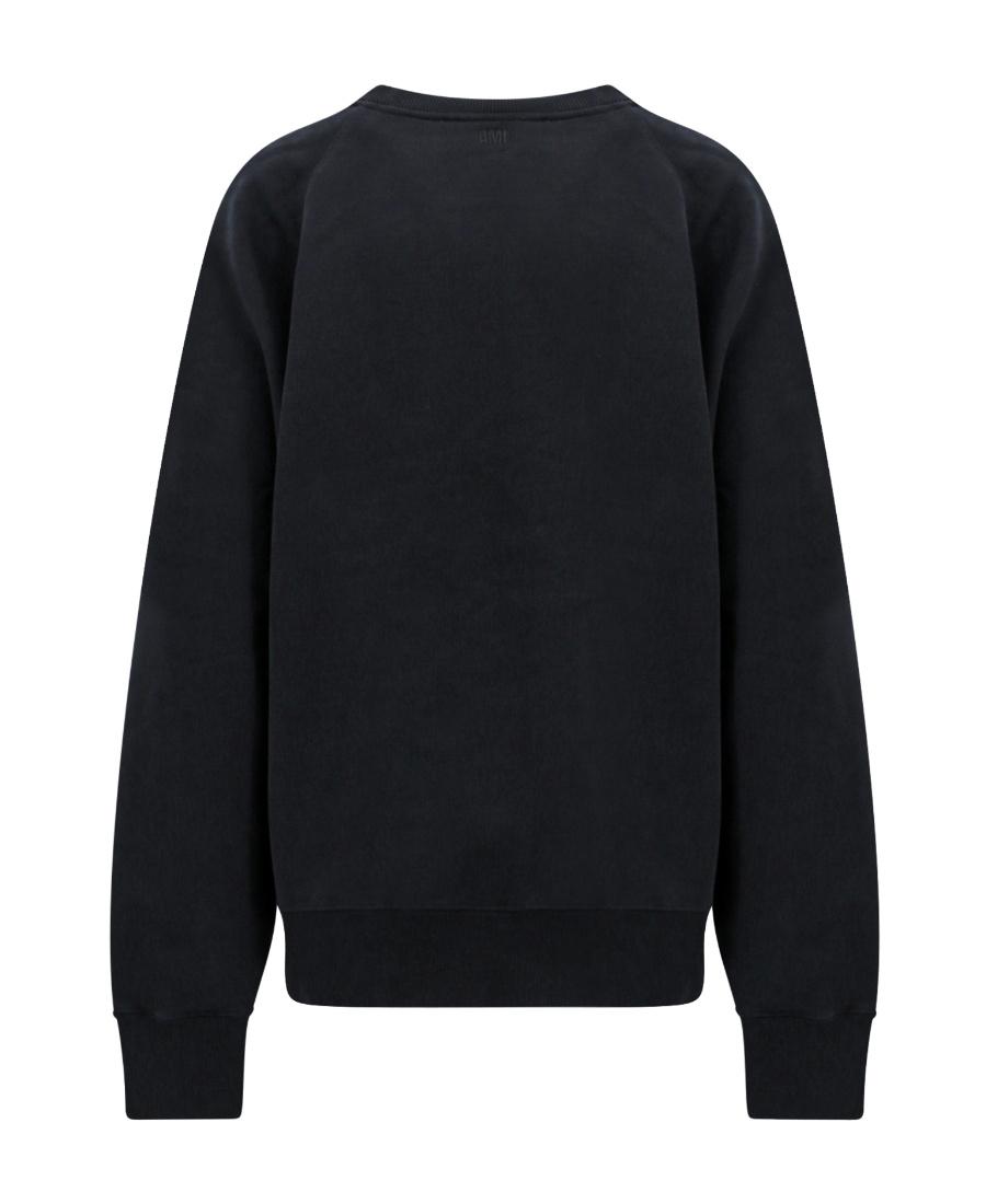 AMI ALEXANDRE MATTIUSSI Ami Classic Black Sweater With Round Neckline And Emblem Detail Product Image