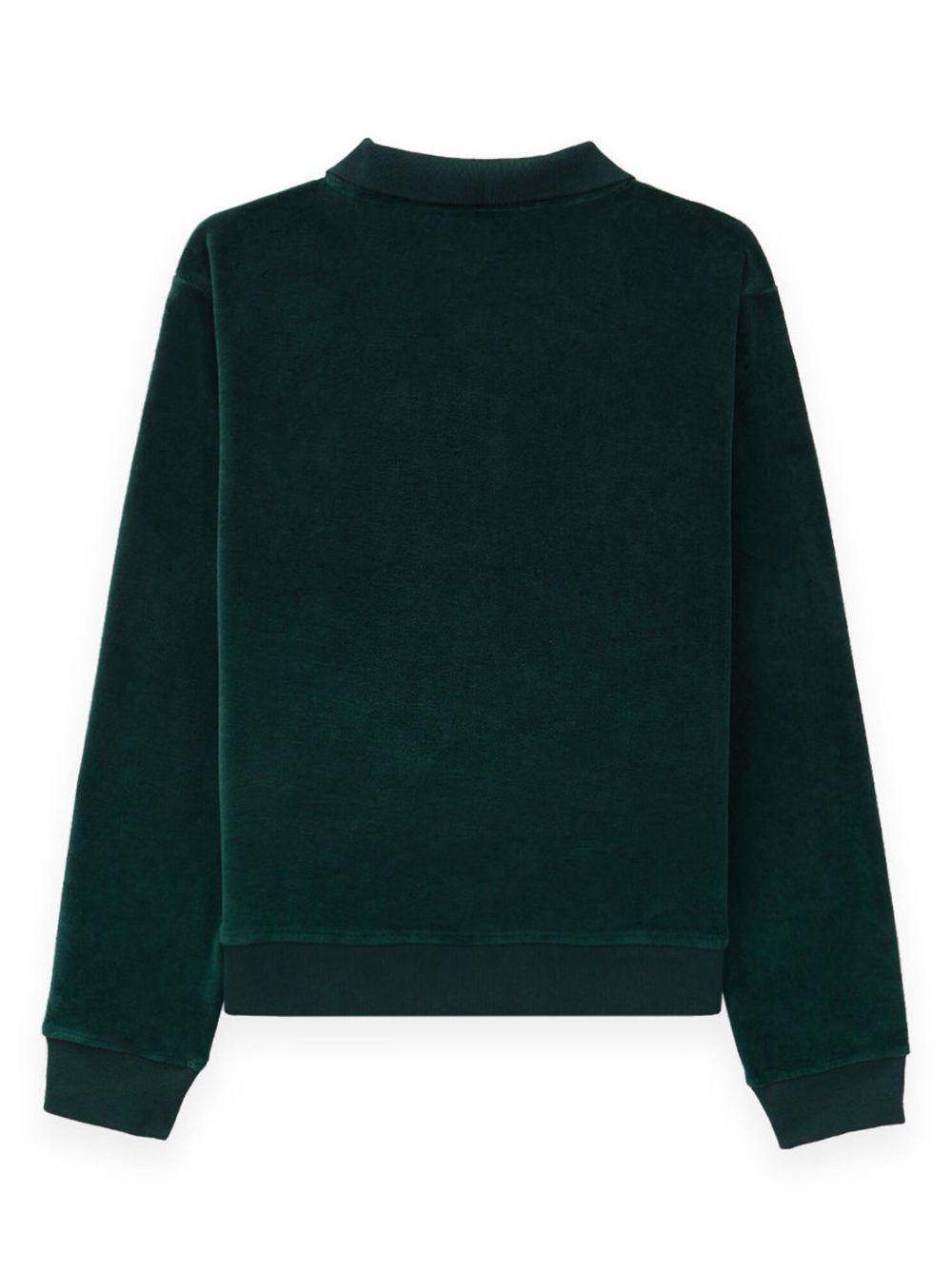 logo-embroidered velour polo top Product Image