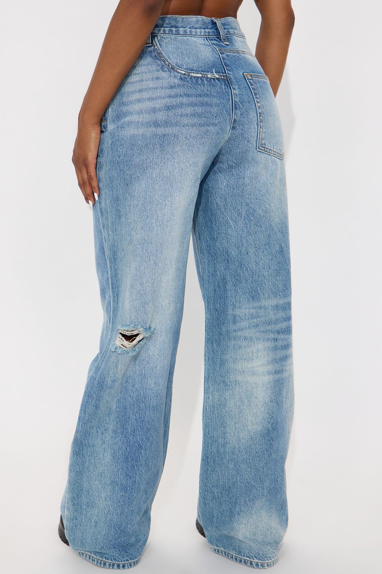 Look Sideways Wide Leg Jeans - Medium Wash Female Product Image