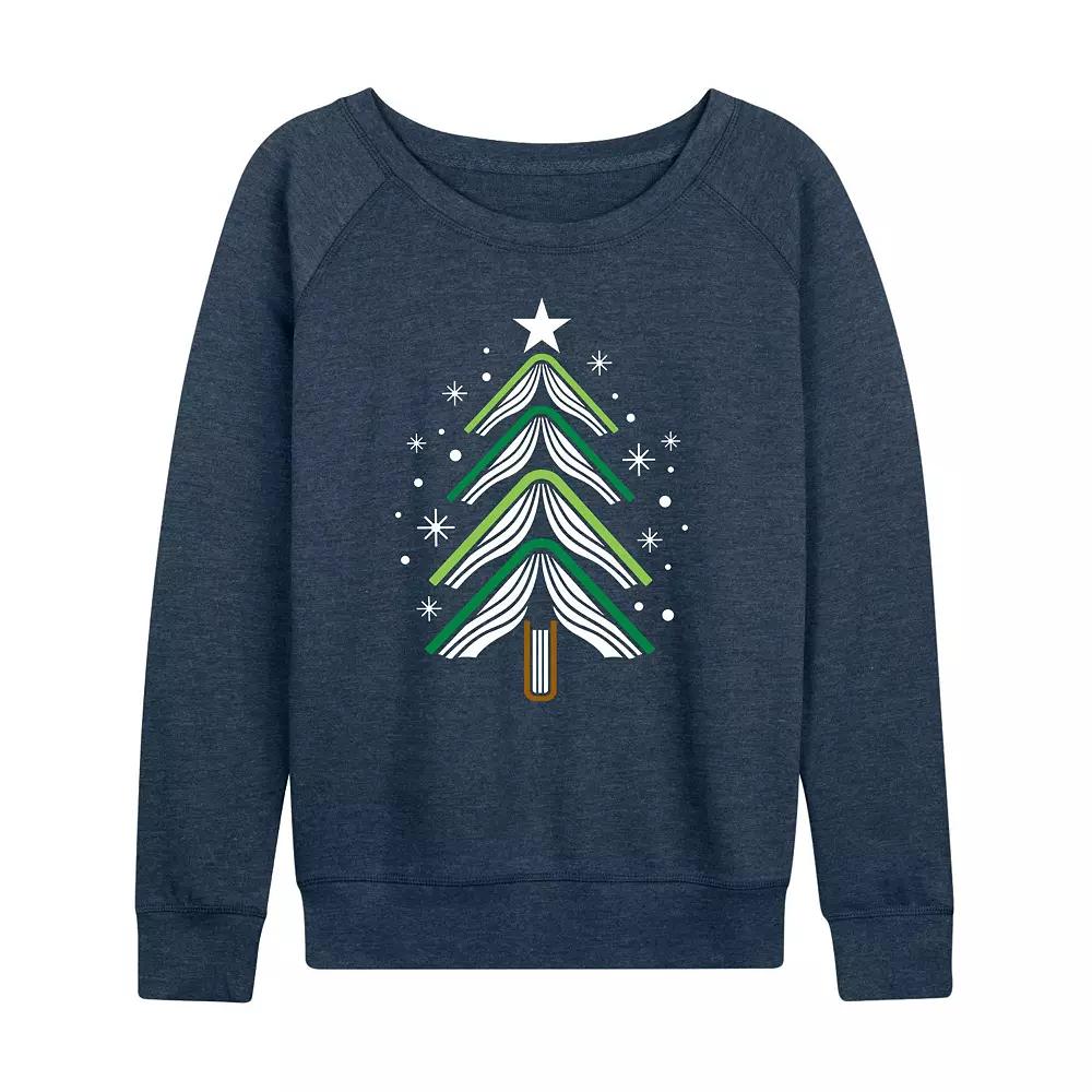 Women's Book Christmas Tree French Terry Long Sleeve Tee,  Product Image