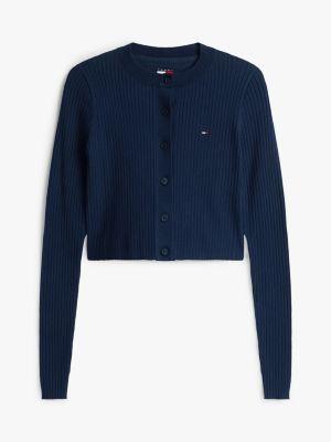 Tommy Jeans Cropped Rib Knit Cardigan Product Image