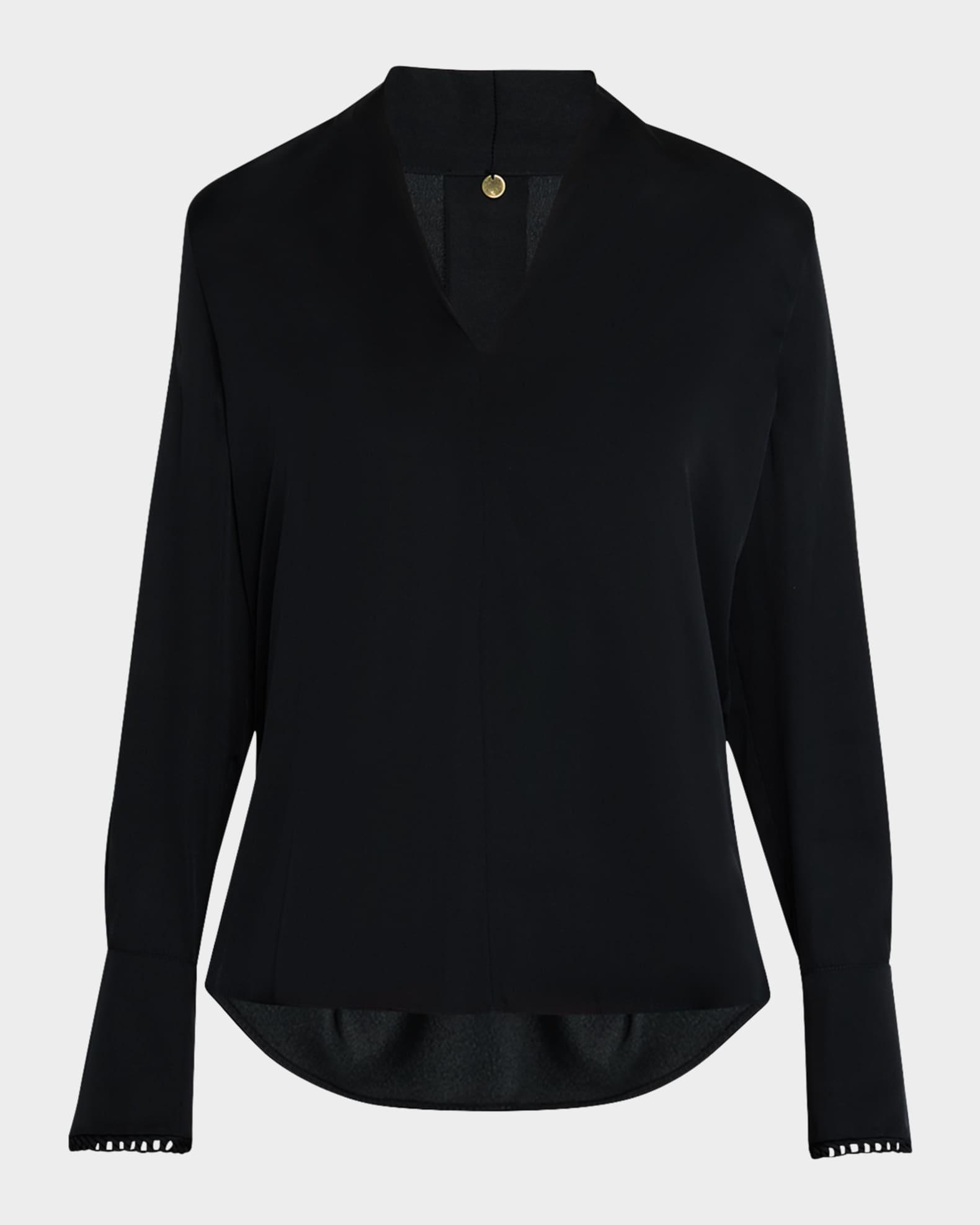 Verily Braided-Trim Silk Blouse Product Image