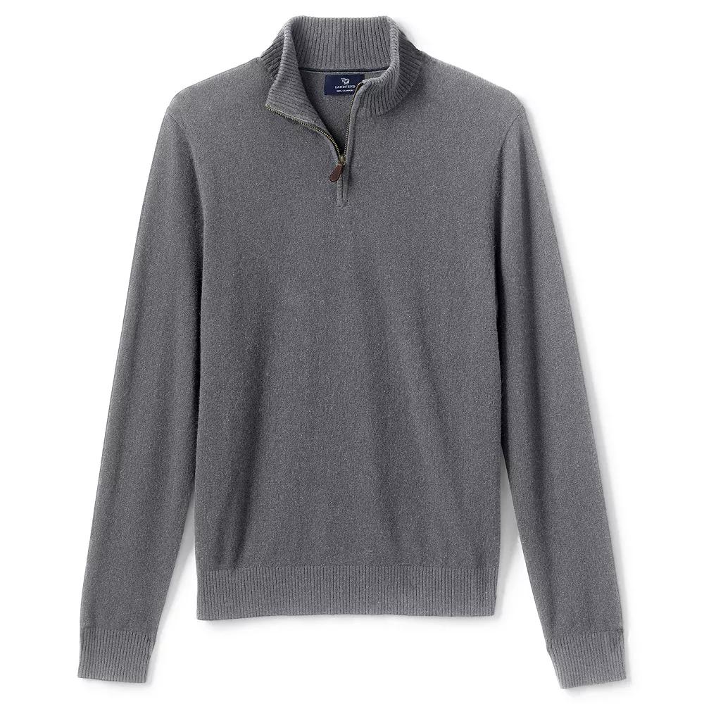 Men's Lands' End Cashmere Quarter-Zip Sweater,  Product Image