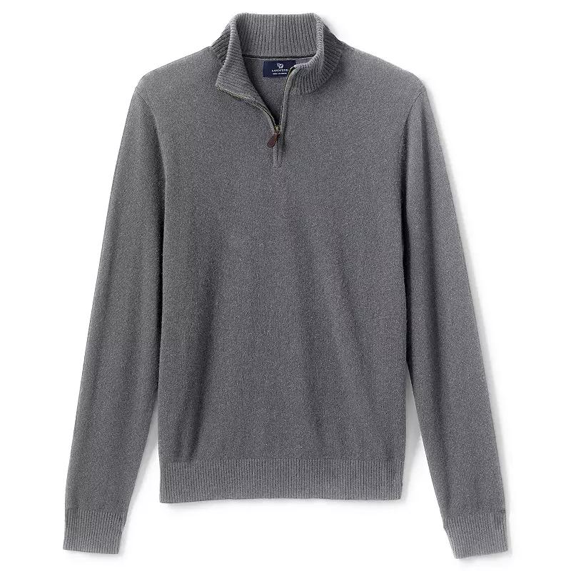Men's Lands' End Cashmere Quarter-Zip Sweater,  Product Image