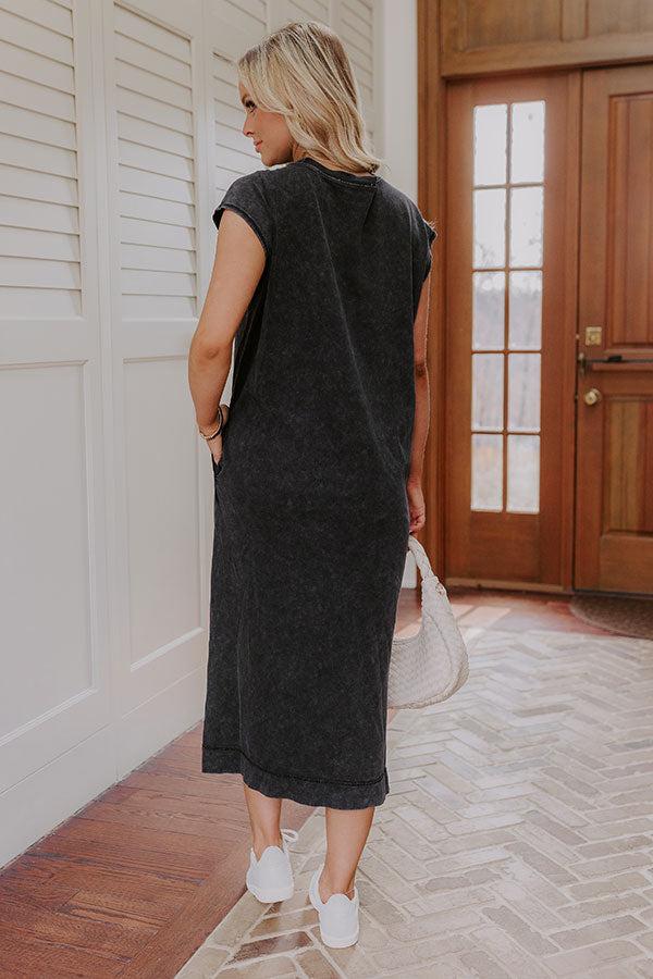Beach Daydream Vintage Wash Midi Dress in Vintage Black Product Image
