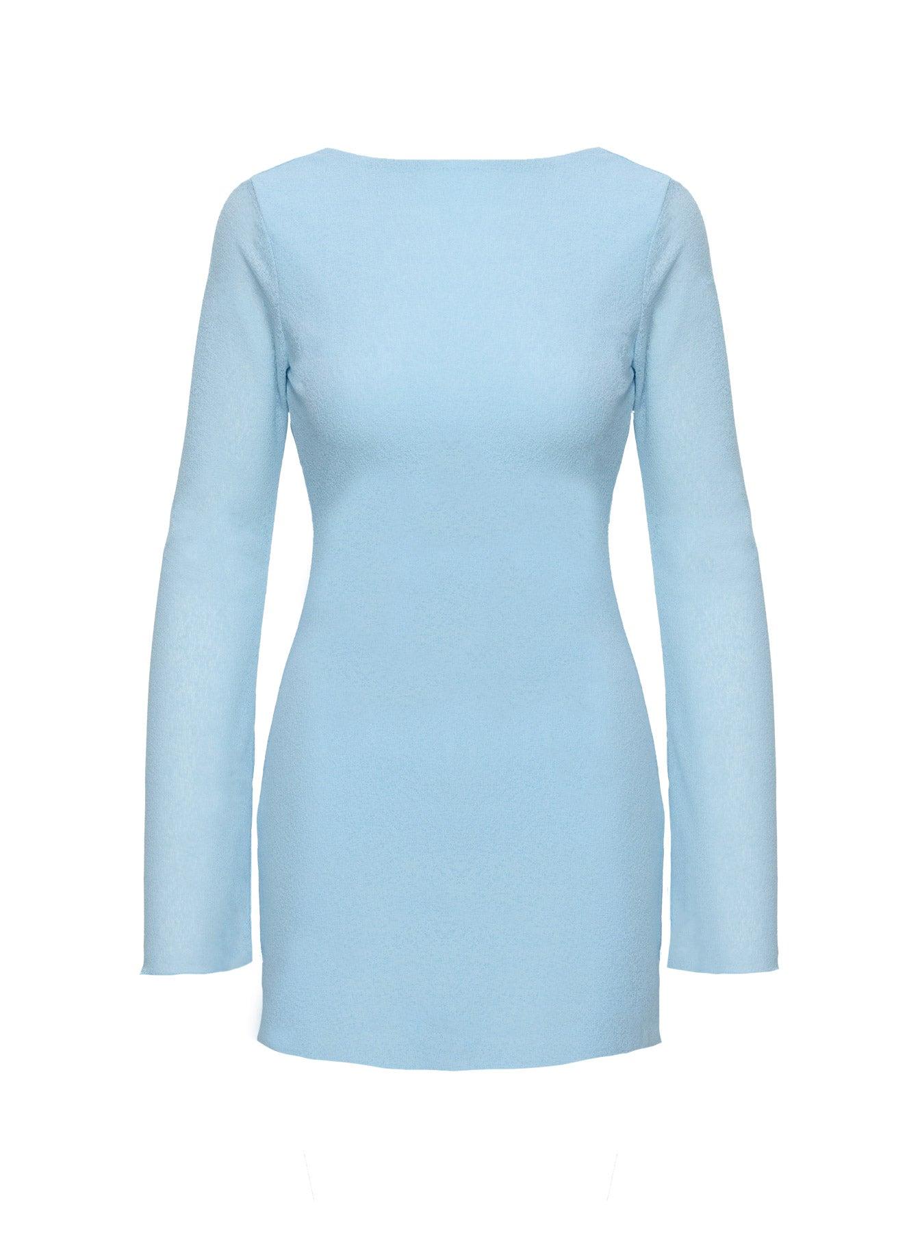 Visualize Long Sleeve Mini Dress Light Blue Product Image