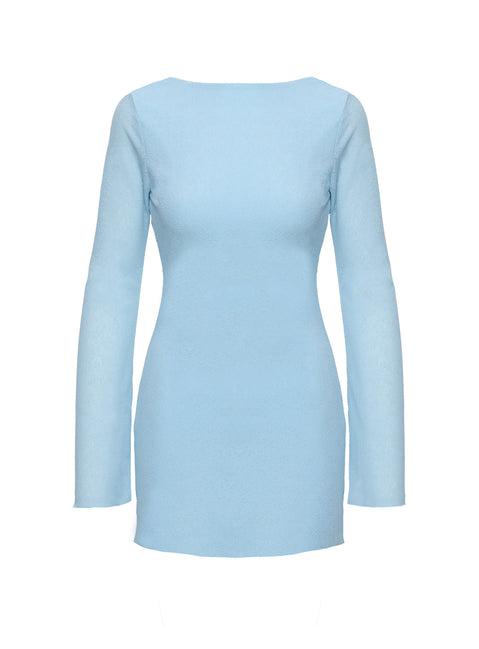 Visualize Long Sleeve Mini Dress Light Blue Product Image