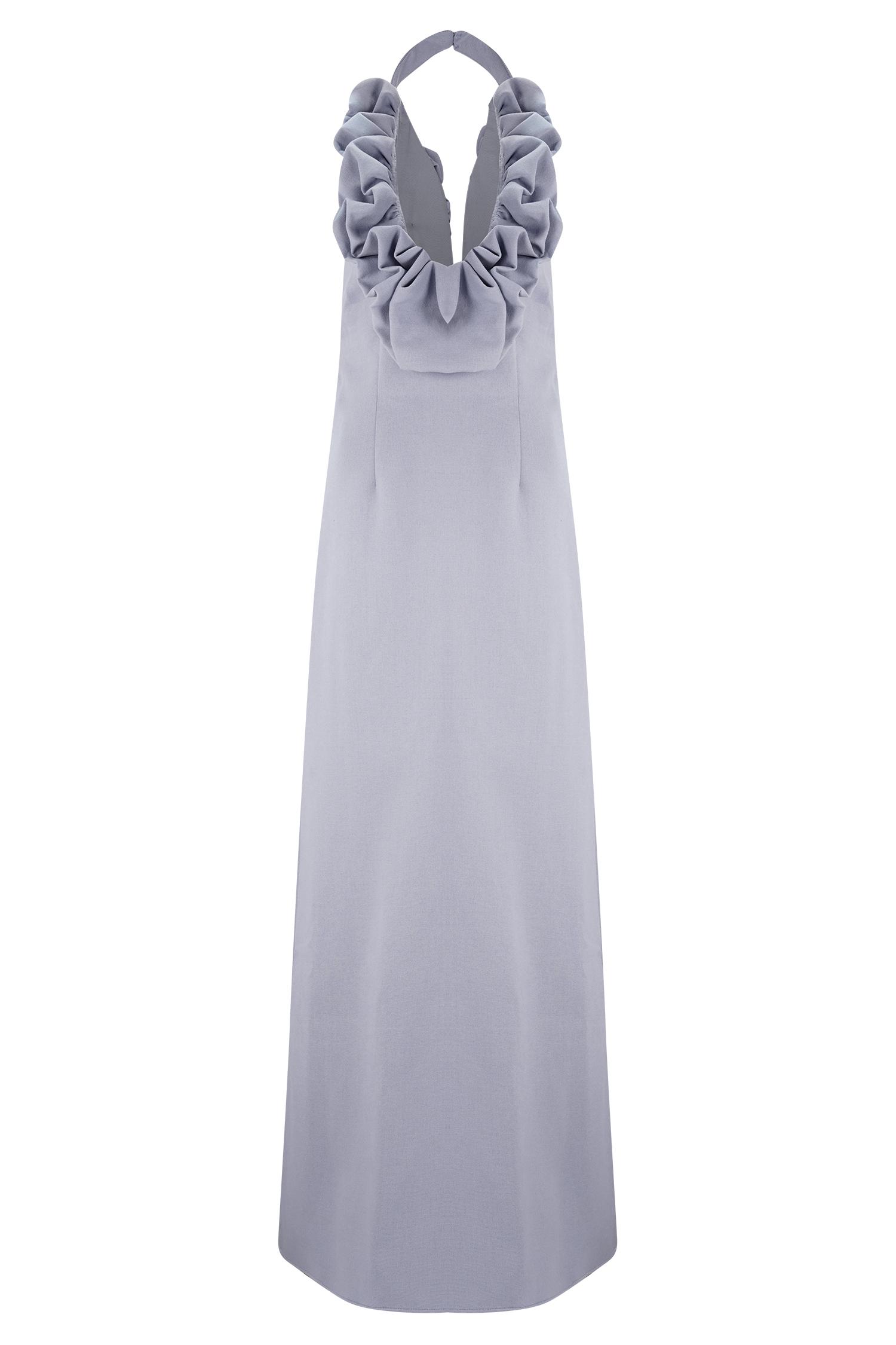 Carolyn Linen Bubble Maxi Dress - Misty Blue Product Image