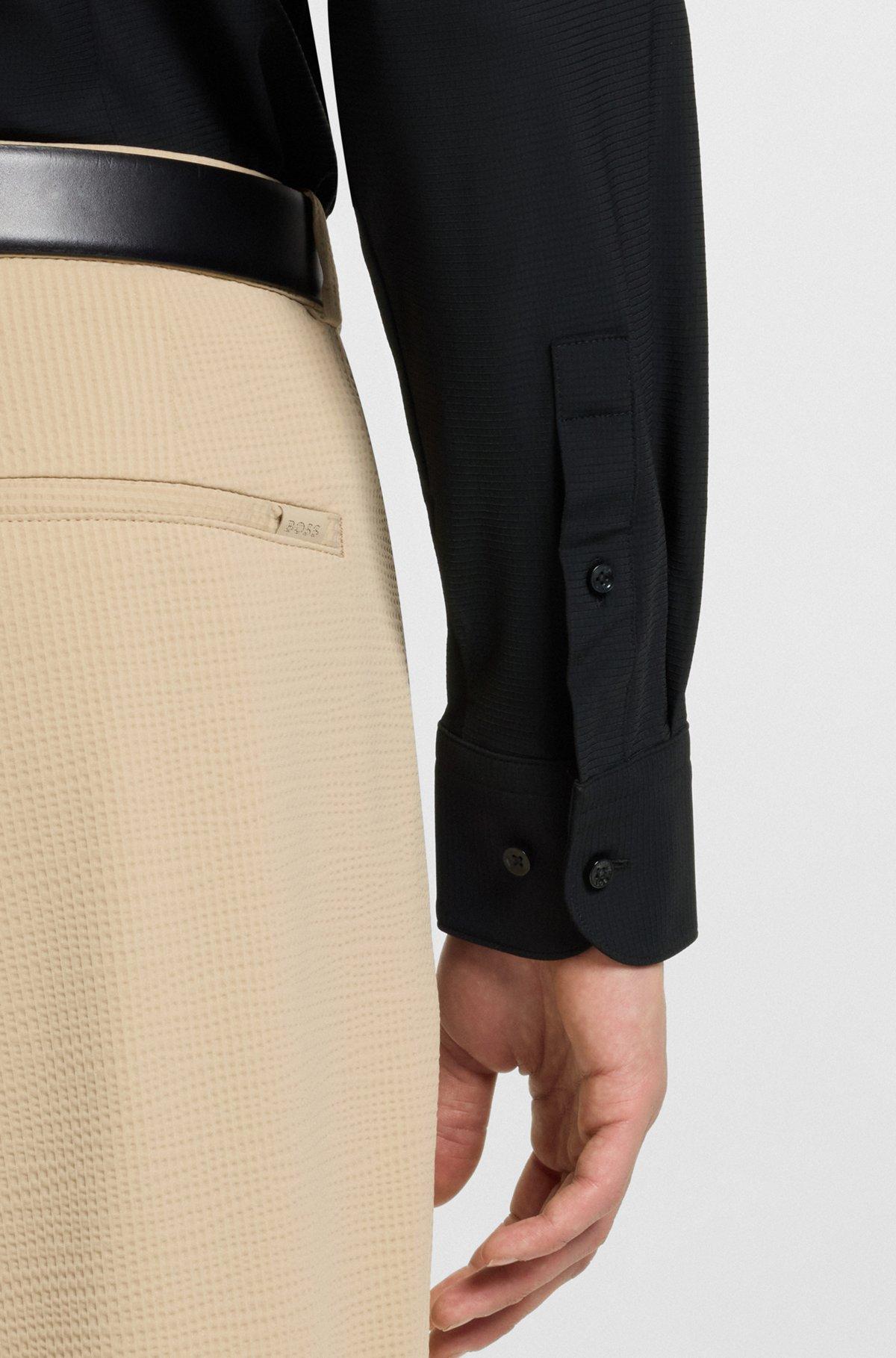 Slim-fit shirt in structured performance-stretch jersey Product Image