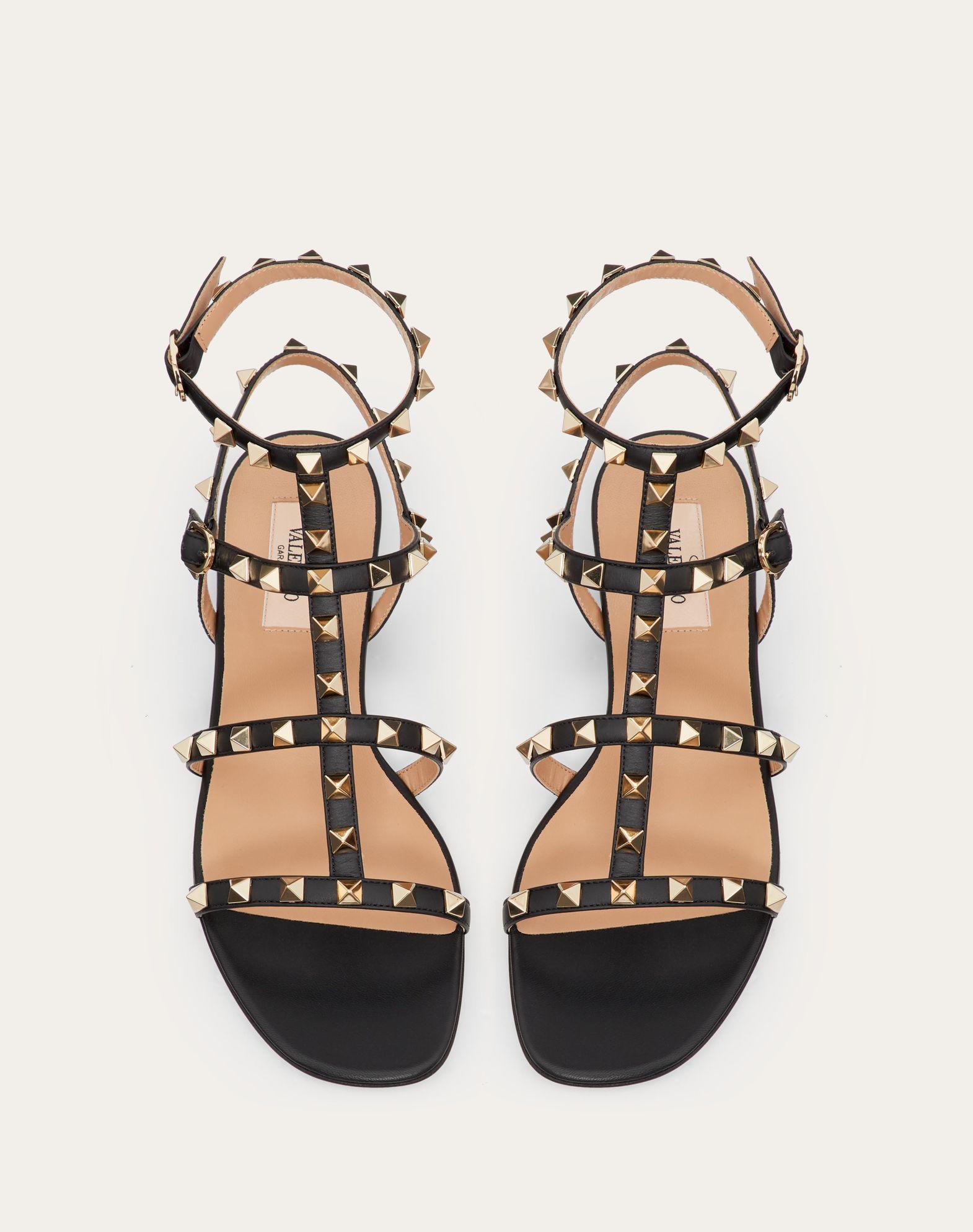 Rockstud Flat Calfskin Sandal With Straps Product Image