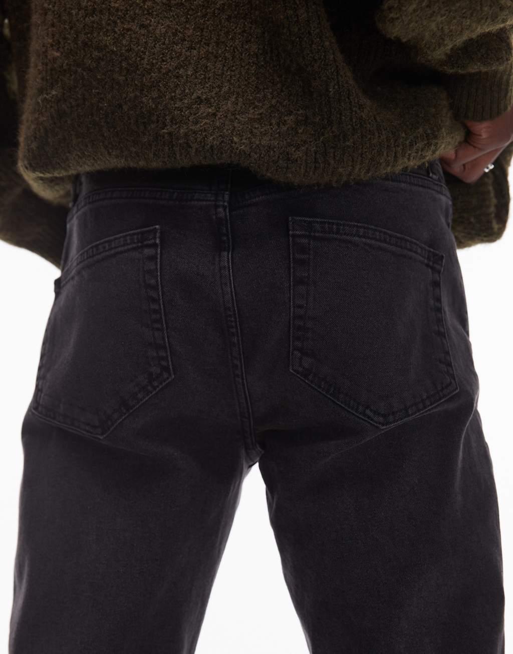 Topman stretch skinny jeans in washed black Product Image