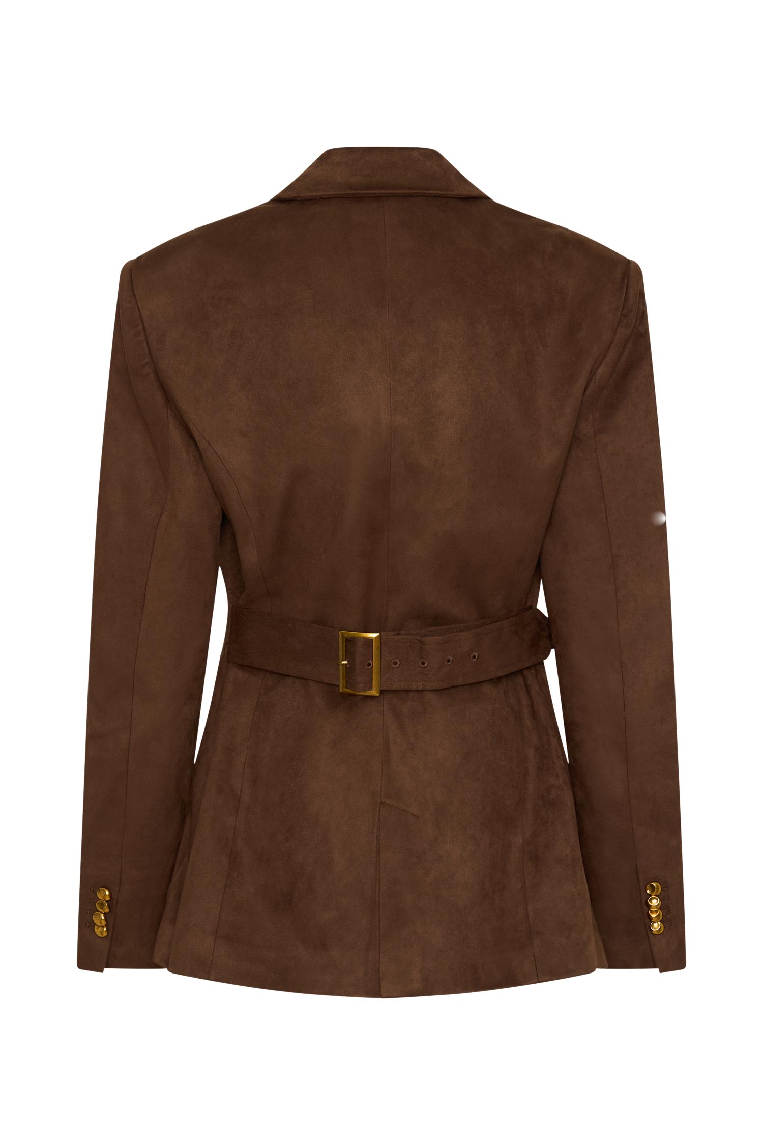 Sally Faux Suede Cinched Blazer - Milk Chocolate Product Image
