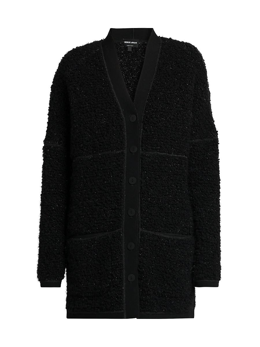 Womens Wool-Blend Textured Longline Cardigan Product Image