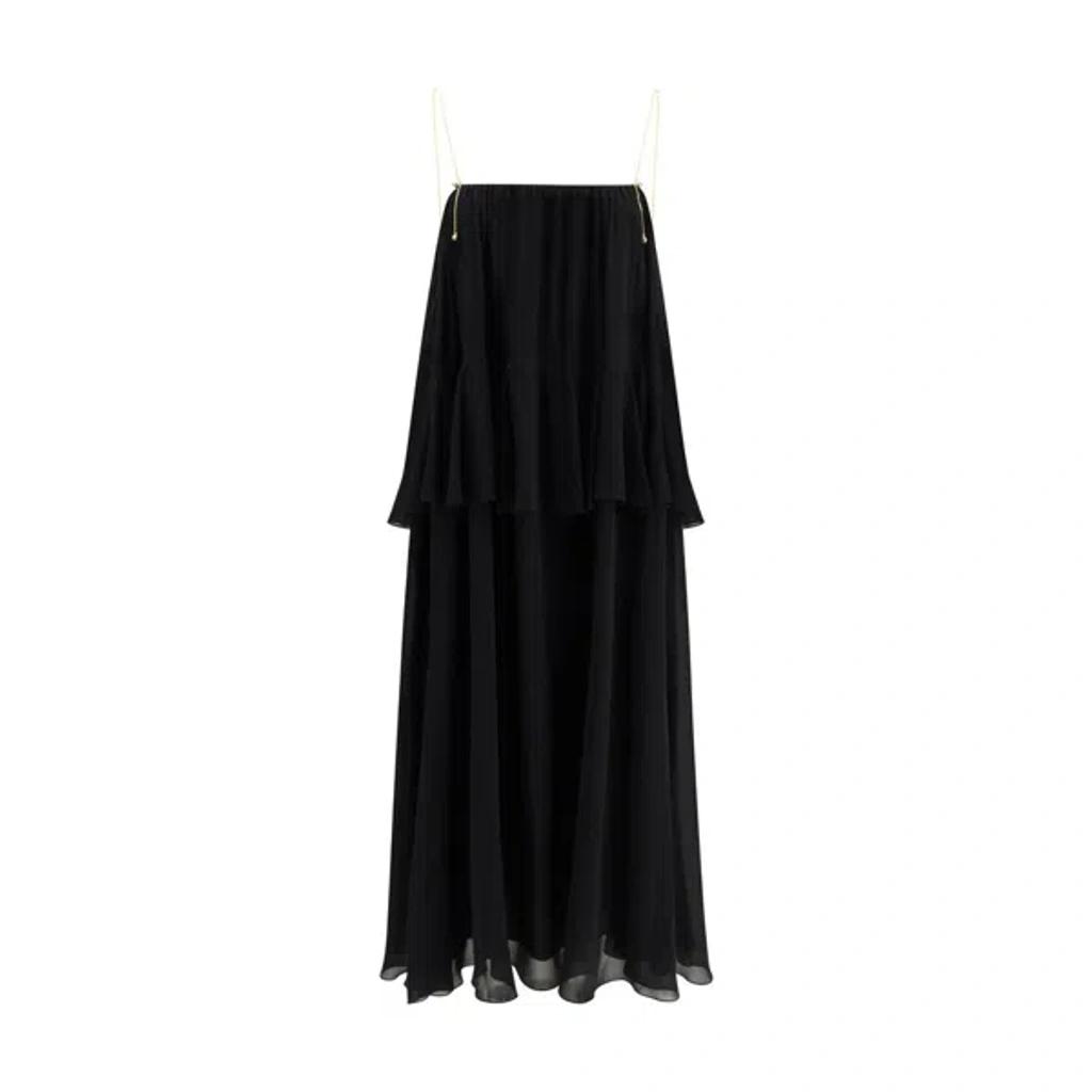 CHLOÉ Open-back Embellished Tiered Silk-georgette Maxi Dress In Black Product Image
