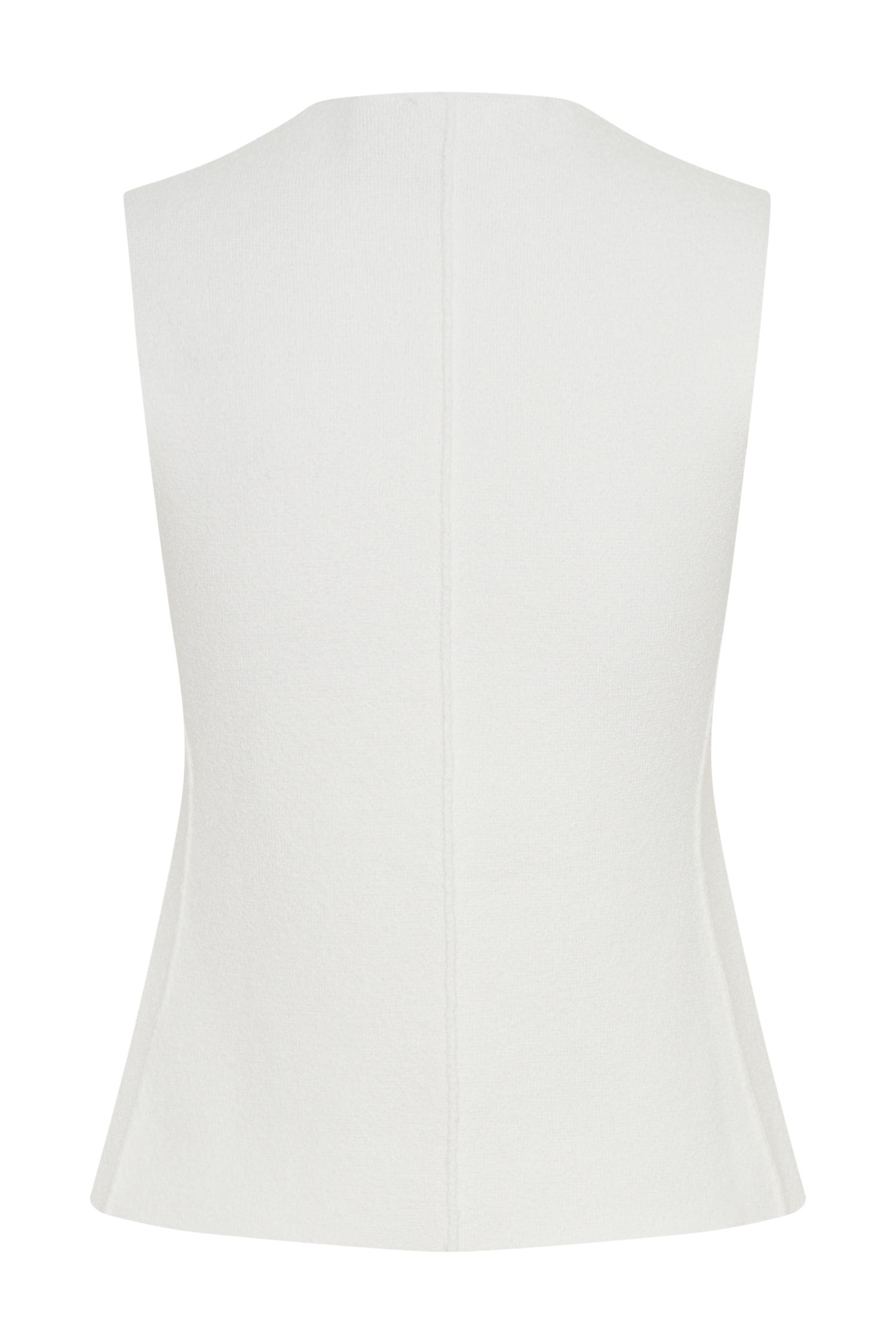 Malika Sleeveless Gold Button Vest - White Product Image
