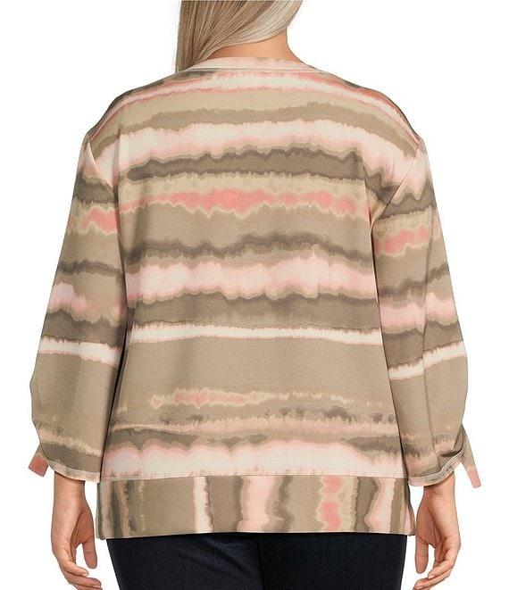 Westbound Plus Size Printed Ruched Sleeve Crew Neck Top Product Image