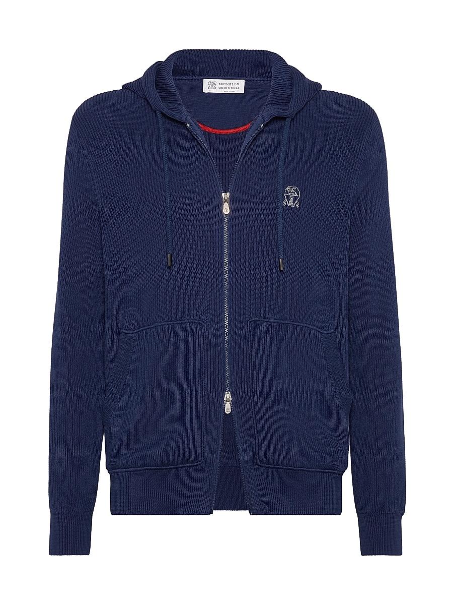 Mens Cotton English Rib Knit Hooded Sweatshirt Product Image