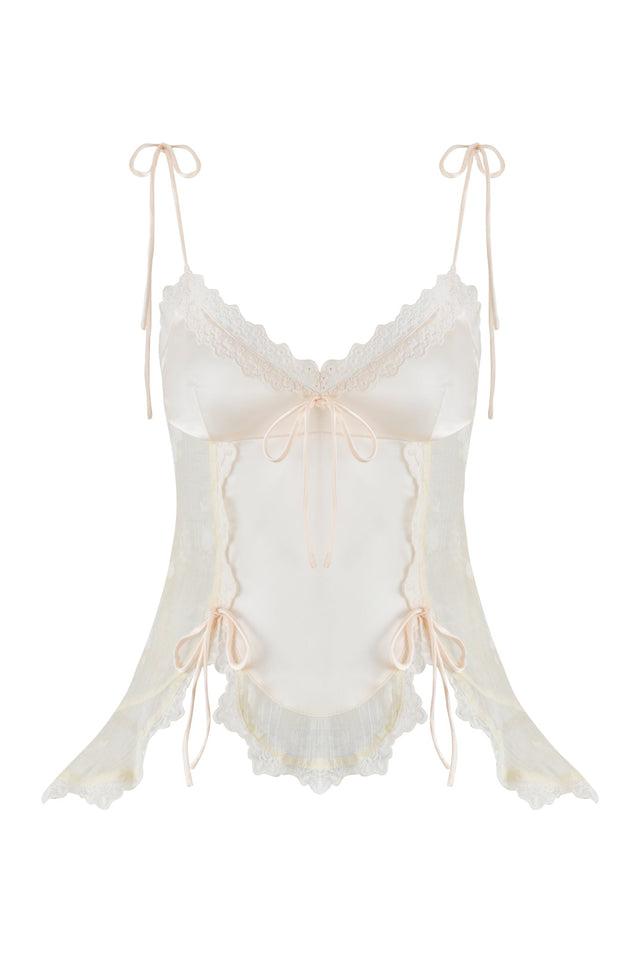 MEADOW TOP - WHITE : FLORAL DELIGHT Product Image