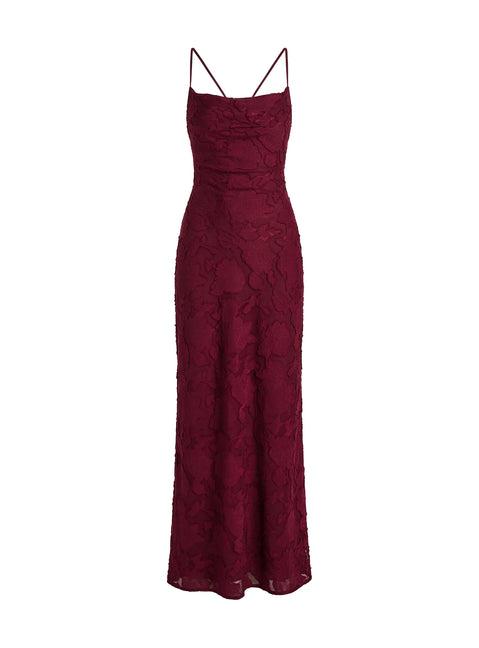 Celena Maxi Dress Burgundy Burnout Product Image