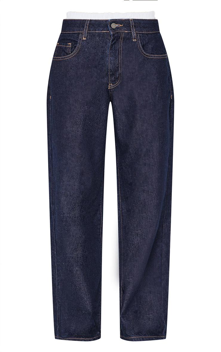 Dark Indigo Boxer Waistband Detail Denim Jeans Product Image