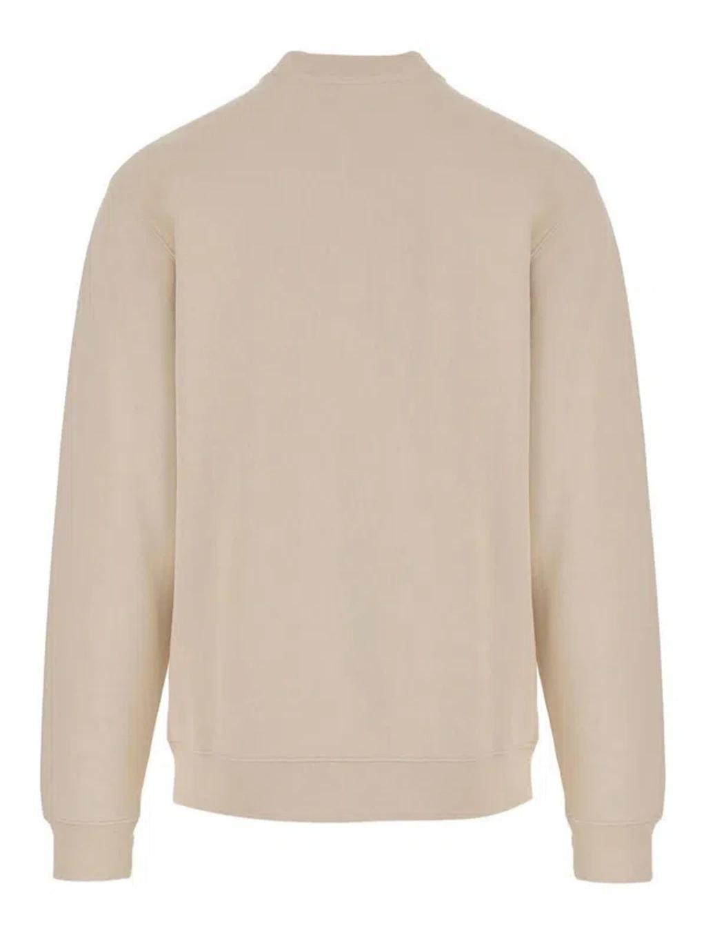 JACQUEMUS Organic Cotton Fleece Sweatshirt With Gros-grain Logo In Neutral Product Image