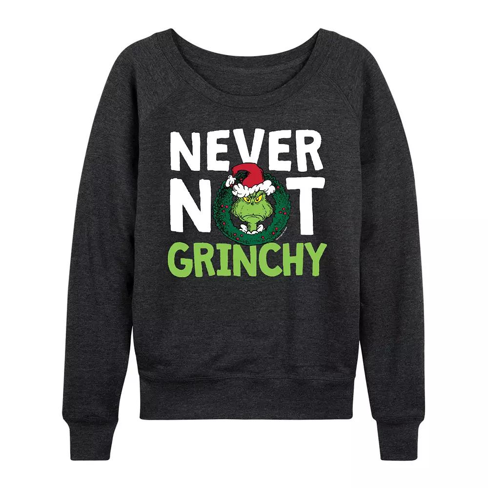 Women's Dr. Seuss The Grinch Never Not Grinchy French Terry Long Sleeve Tee, Girl's,  Product Image