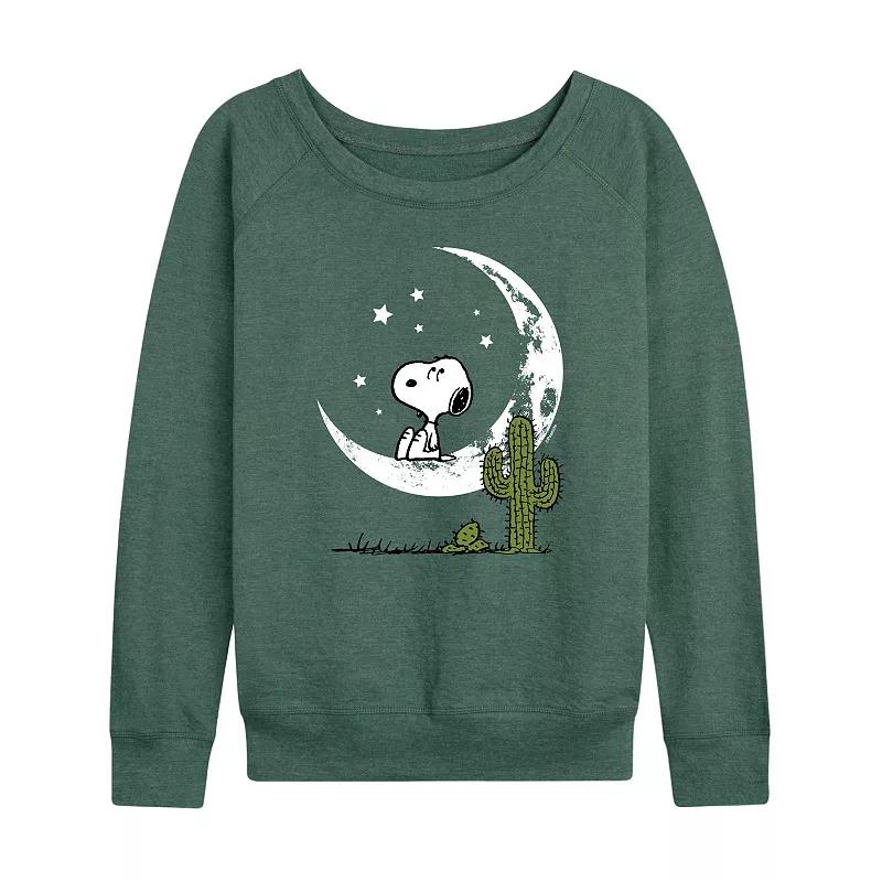 Women's Peanuts Snoopy Desert On Moon French Terry Long Sleeve Tee, Girl's,  Product Image