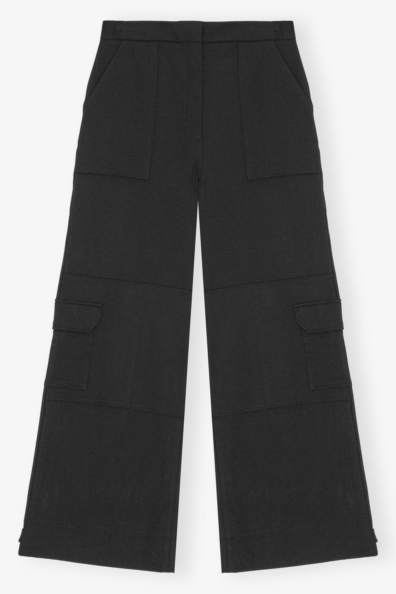 Black Twill Suiting Cargo Pants Product Image