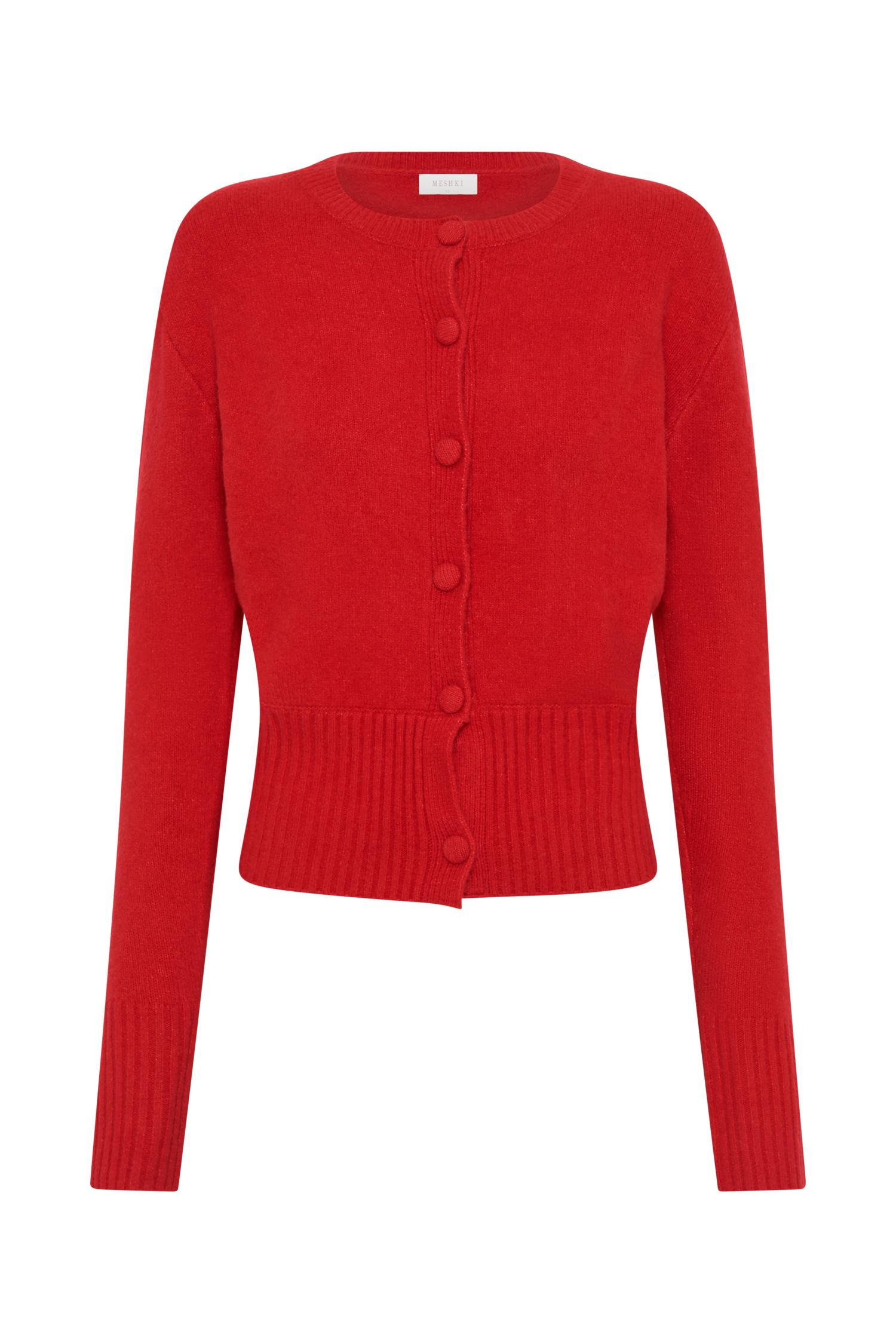Genevieve Oversized Knit Cardigan - Ruby Product Image