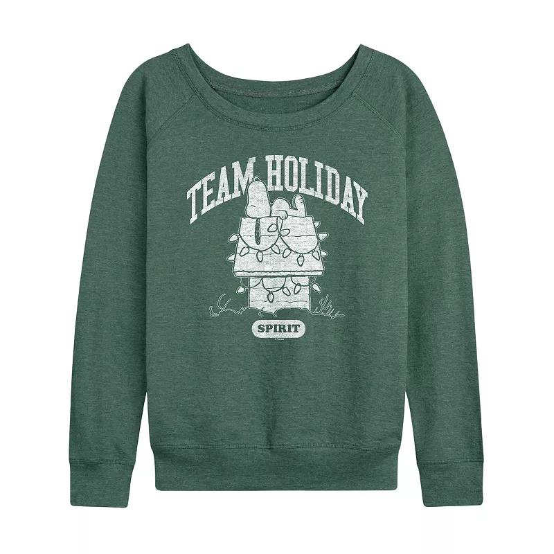 Women's Peanuts Team Holiday Spirit French Terry Long Sleeve Tee,  Product Image