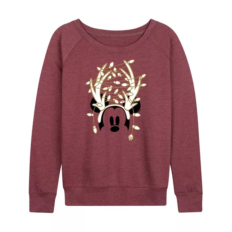 Disney's Mickey Mouse Women's Gold Antlers French Terry Long Sleeve Tee,  Product Image
