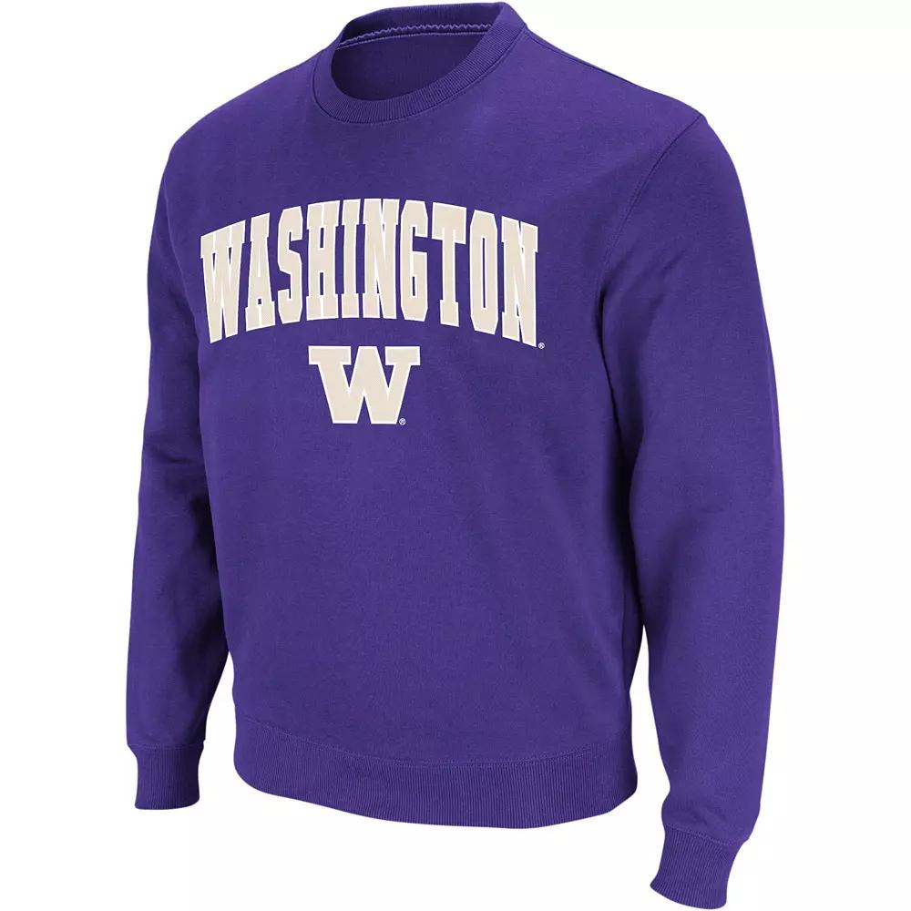 Men's Colosseum Purple Washington Huskies Arch & Logo Crew Neck Sweatshirt,  Product Image